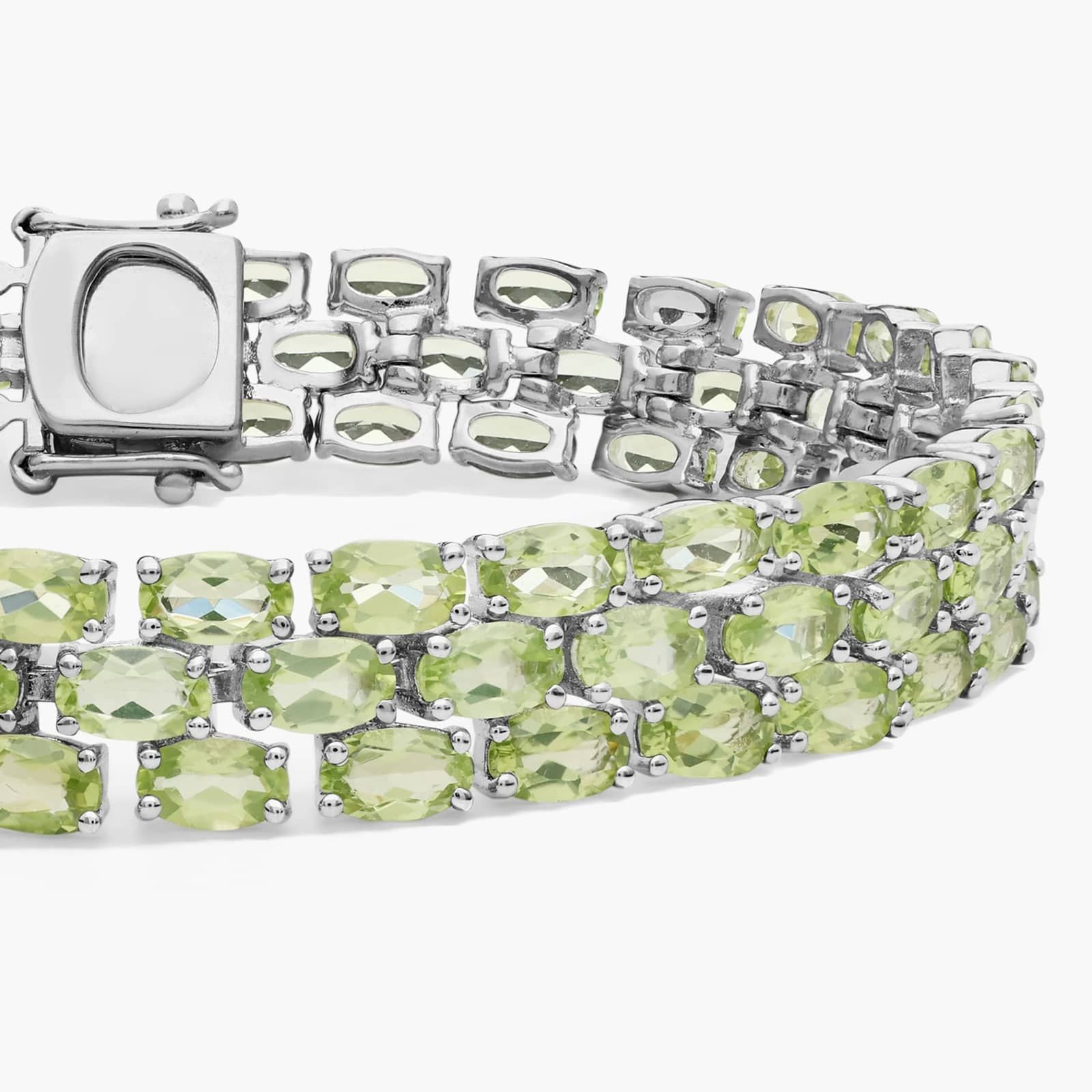 Nature's Garden Triple Row Peridot Tennis Bracelet in 925 Sterling Silver