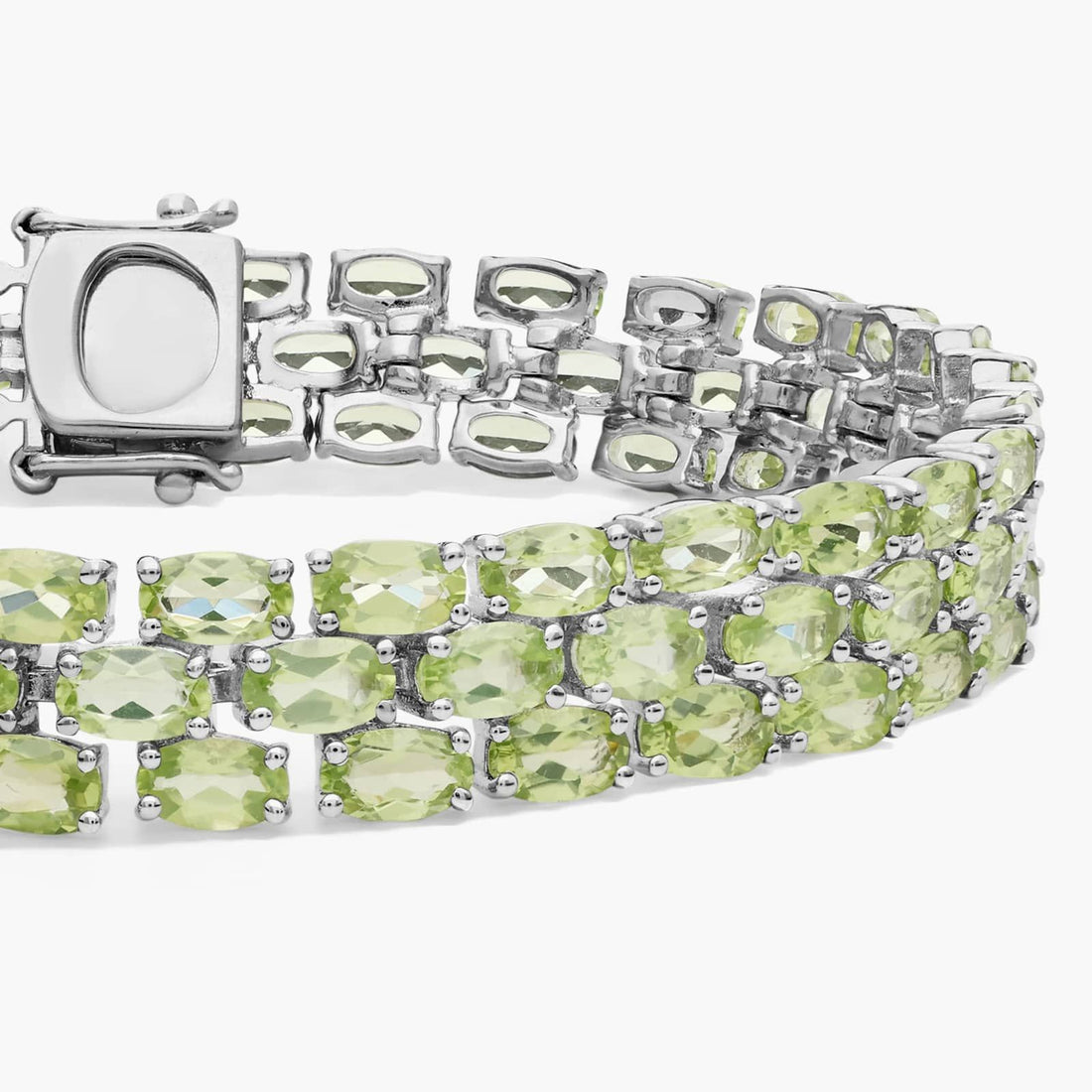 Nature's Garden Triple Row Peridot Tennis Bracelet in 925 Sterling Silver