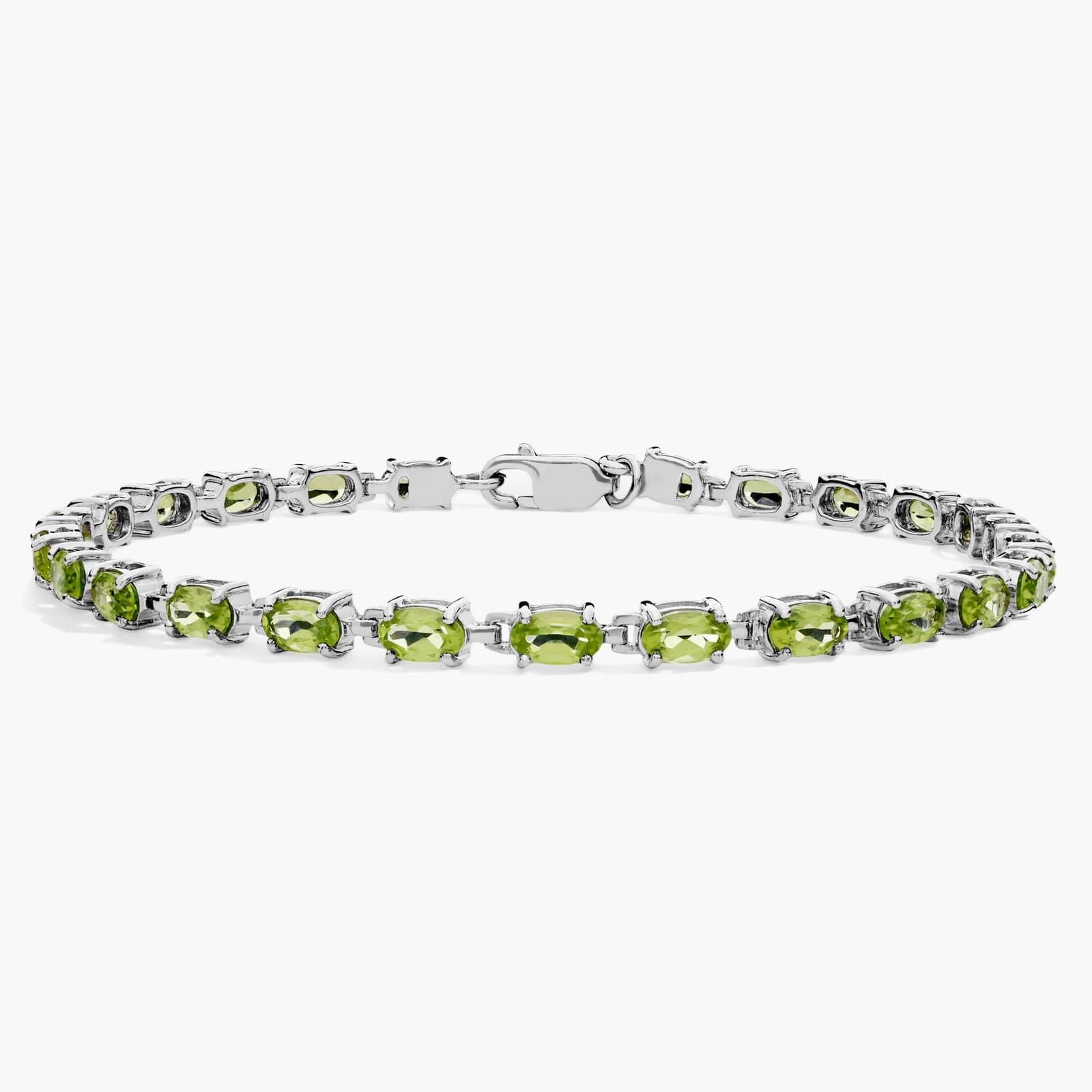 Garden Fresh Single Row Peridot Tennis Bracelet in 925 Sterling Silver