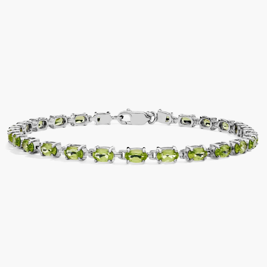 Garden Fresh Single Row Peridot Tennis Bracelet in 925 Sterling Silver
