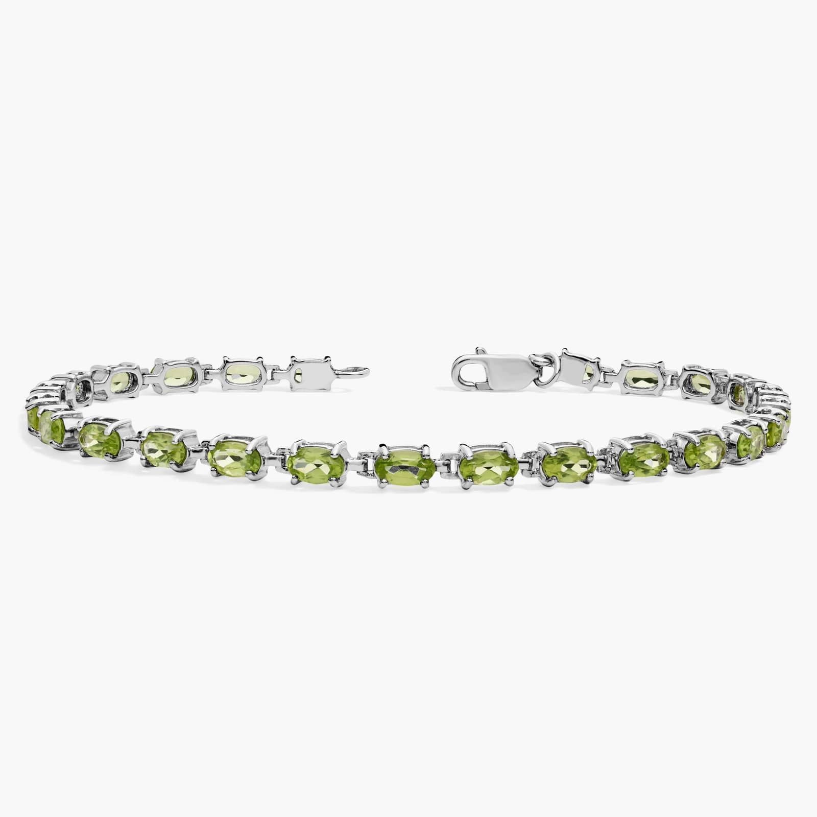 Garden Fresh Single Row Peridot Tennis Bracelet in 925 Sterling Silver