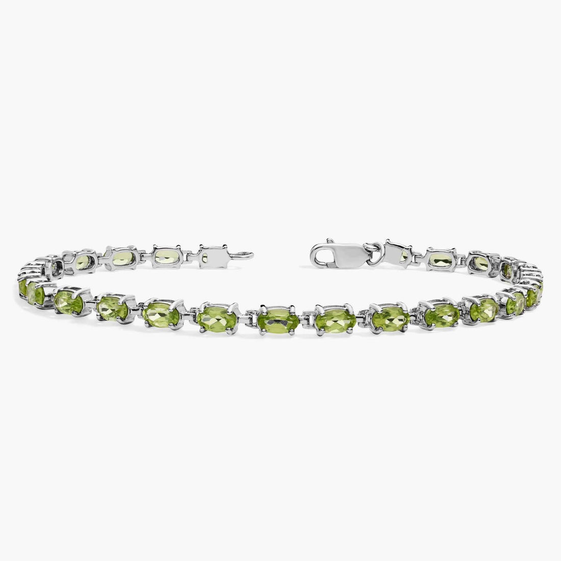 Garden Fresh Single Row Peridot Tennis Bracelet in 925 Sterling Silver