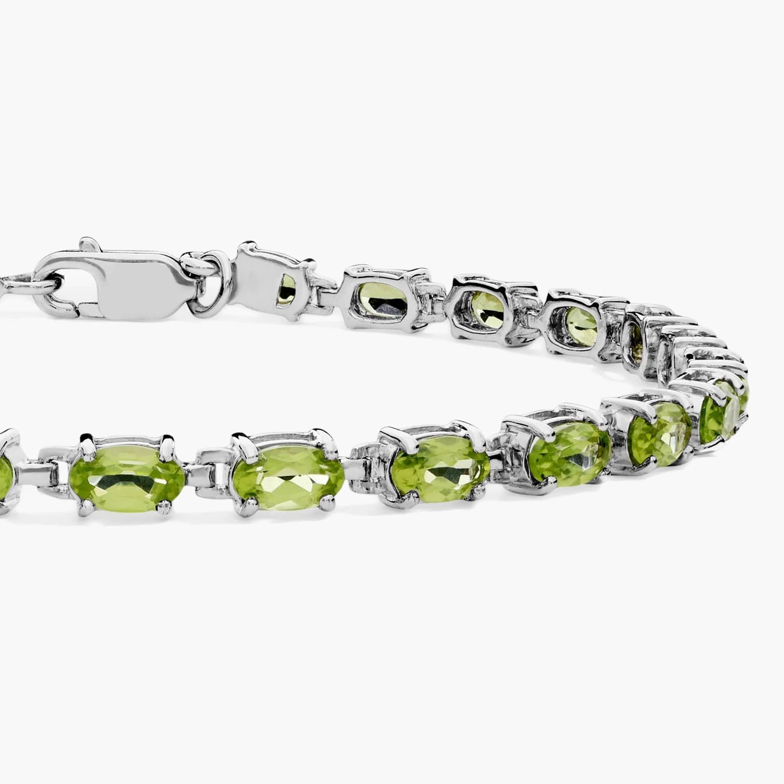 Garden Fresh Single Row Peridot Tennis Bracelet in 925 Sterling Silver