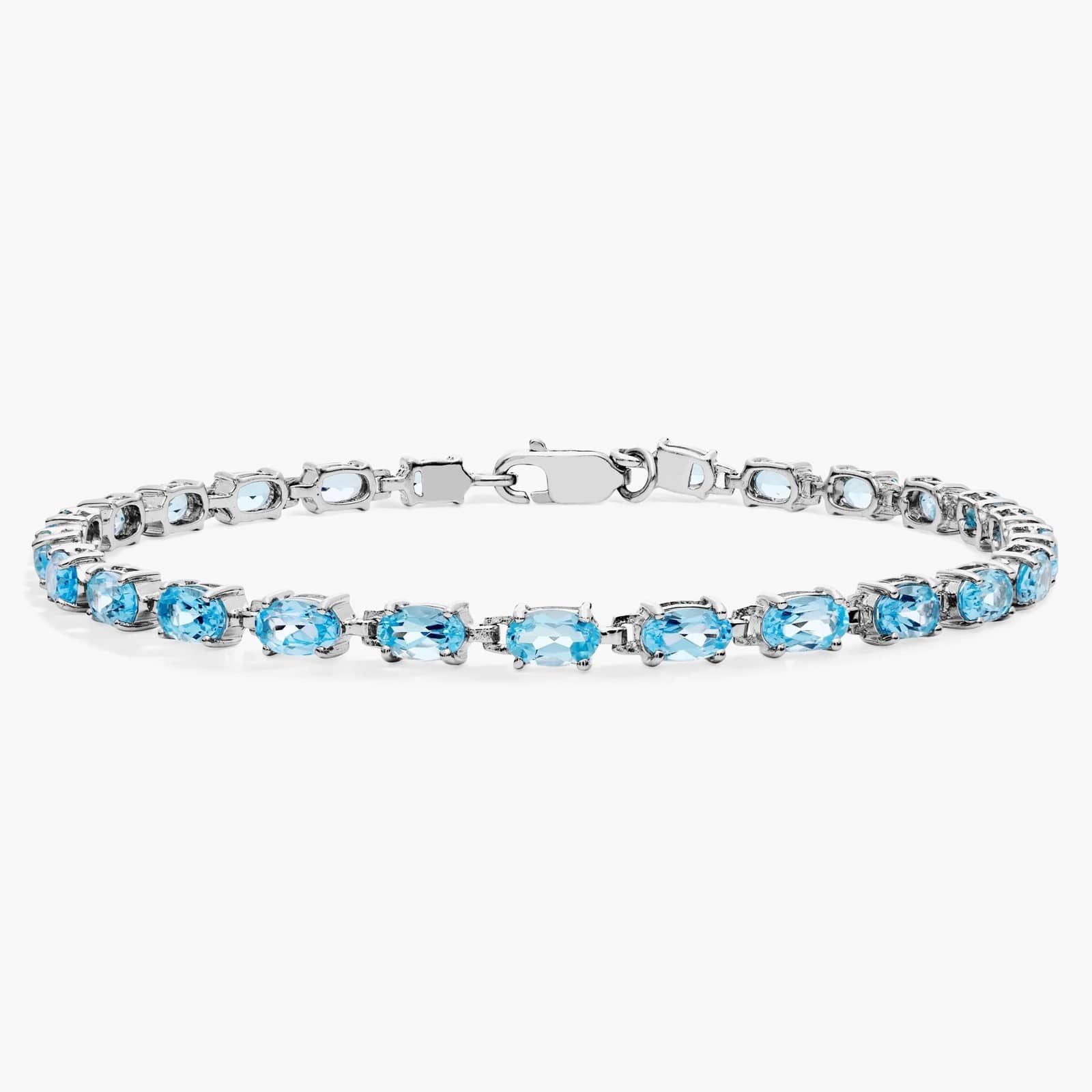 Ocean Breeze Single Row Blue Topaz Tennis Bracelet in 925 Sterling Silver