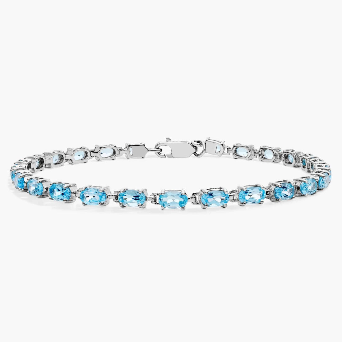 Ocean Breeze Single Row Blue Topaz Tennis Bracelet in 925 Sterling Silver