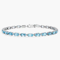 Ocean Breeze Single Row Blue Topaz Tennis Bracelet in 925 Sterling Silver