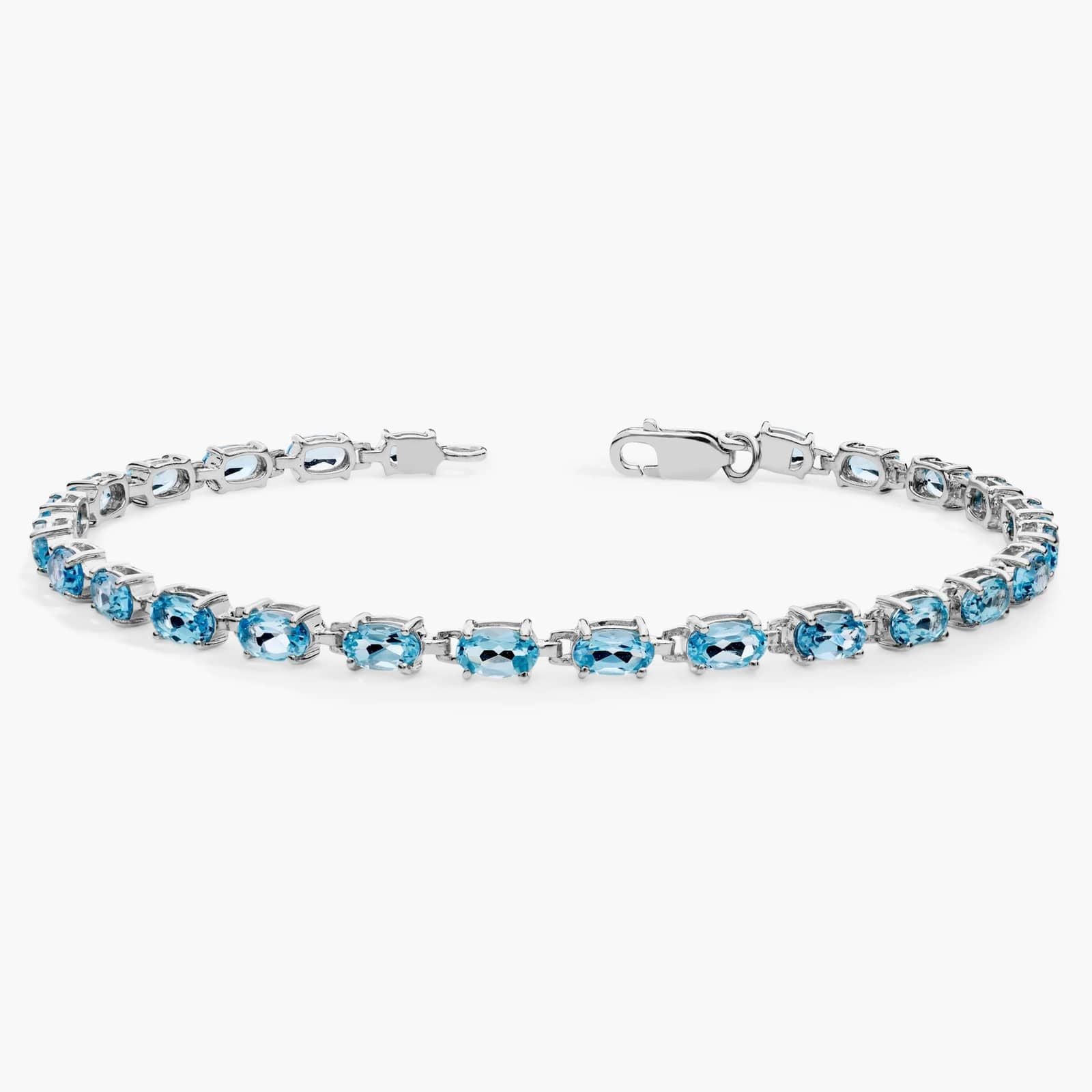 Ocean Breeze Single Row Blue Topaz Tennis Bracelet in 925 Sterling Silver