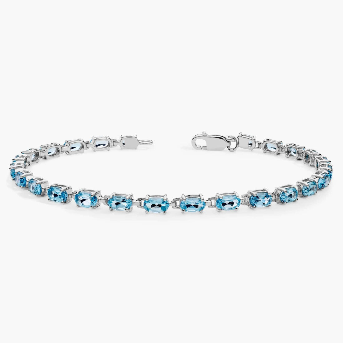 Ocean Breeze Single Row Blue Topaz Tennis Bracelet in 925 Sterling Silver