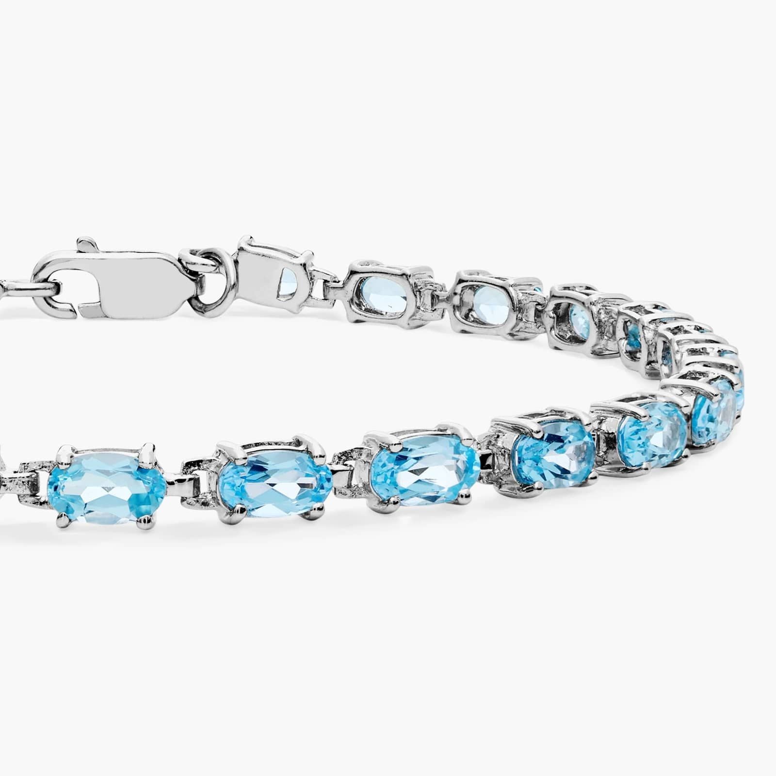Ocean Breeze Single Row Blue Topaz Tennis Bracelet in 925 Sterling Silver