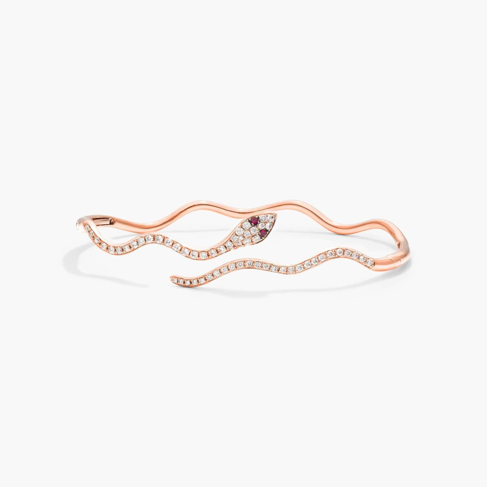 Snake Motif Diamond and Ruby Bracelet In Rose Gold & White Gold By James Allen