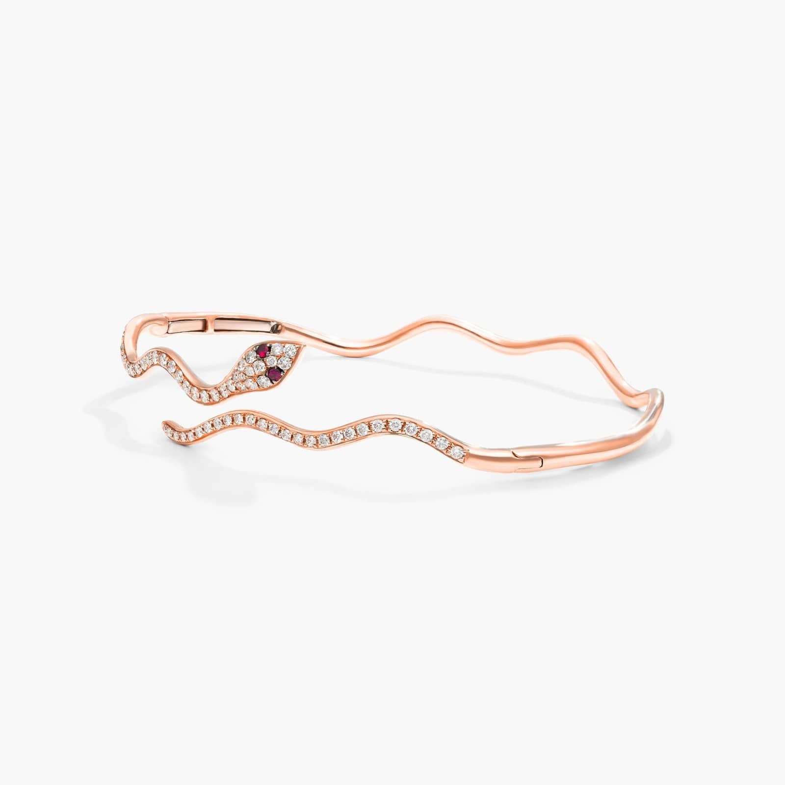 Snake Motif Diamond and Ruby Bracelet In Rose Gold & White Gold By James Allen