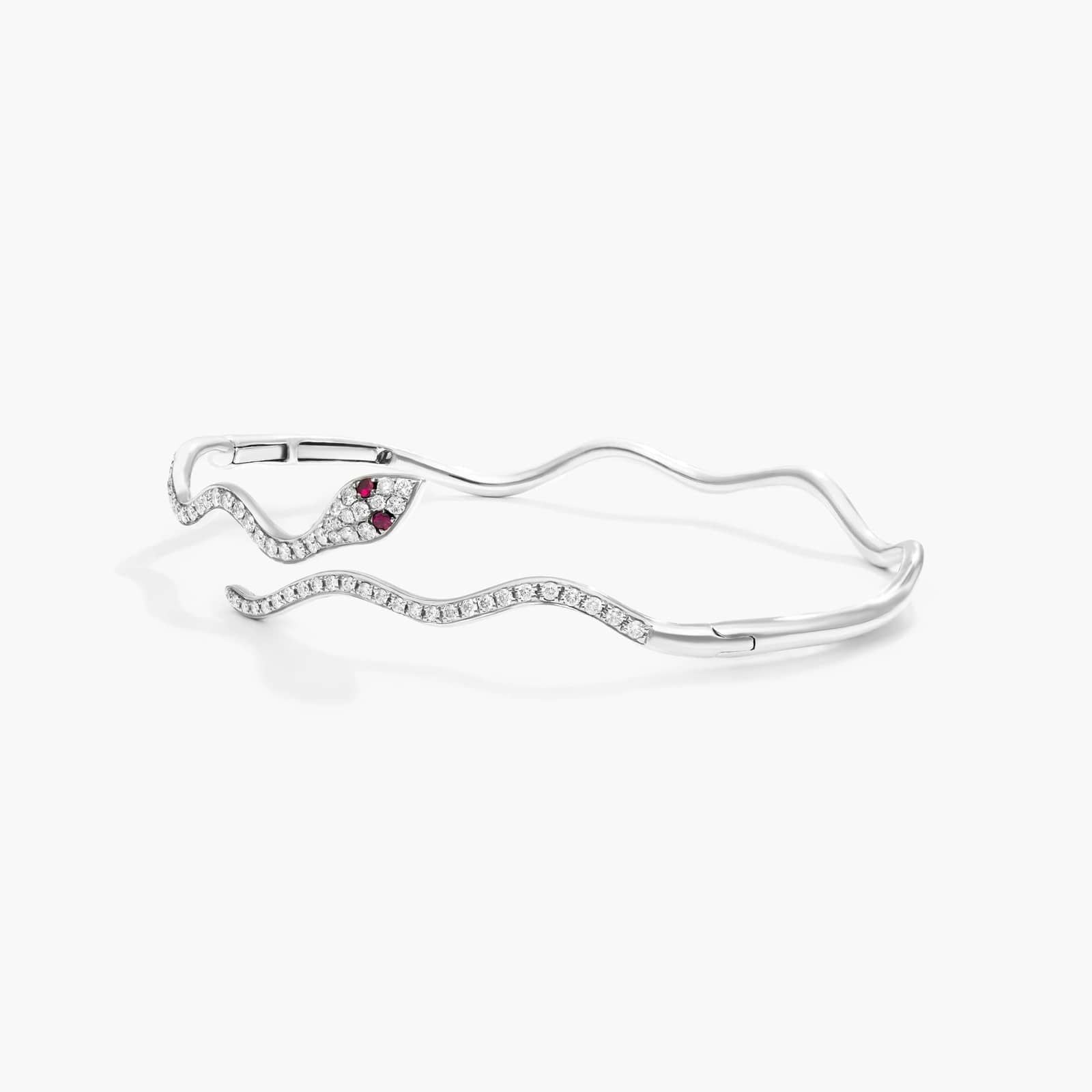 Snake Motif Diamond and Ruby Bracelet In Rose Gold & White Gold By James Allen