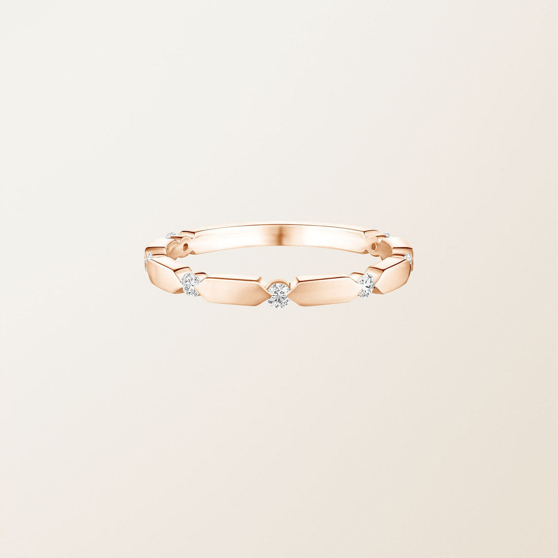Hexagon Tile Diamond Band Ring