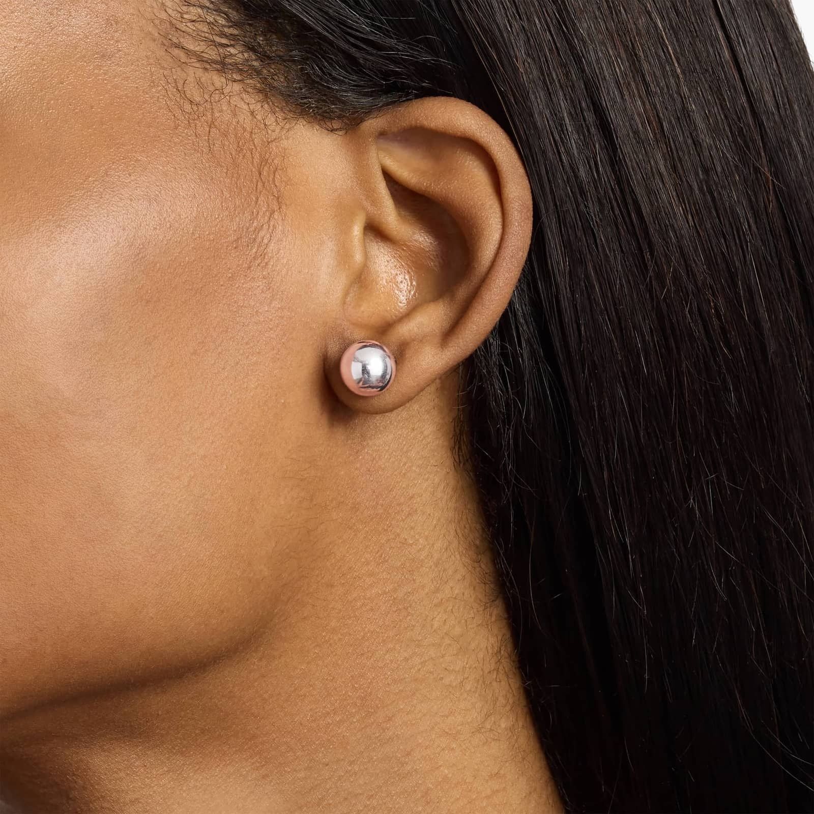 Luna Classic Ball Stud Earrings White & Rose Gold