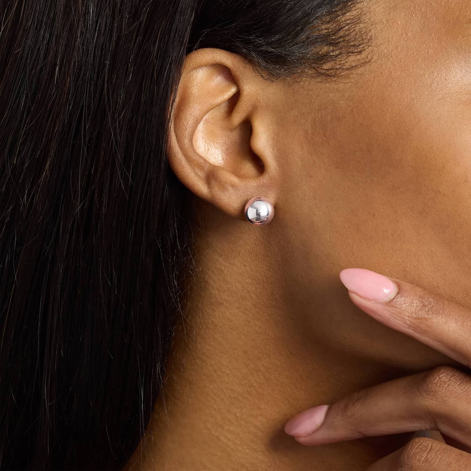 Luna Classic Ball Stud Earrings White & Rose Gold
