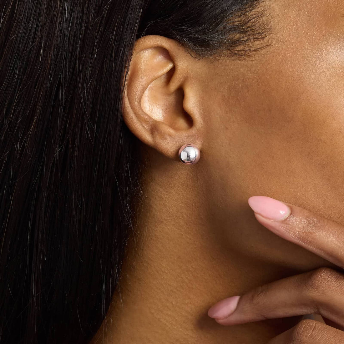 Luna Classic Ball Stud Earrings White & Rose Gold