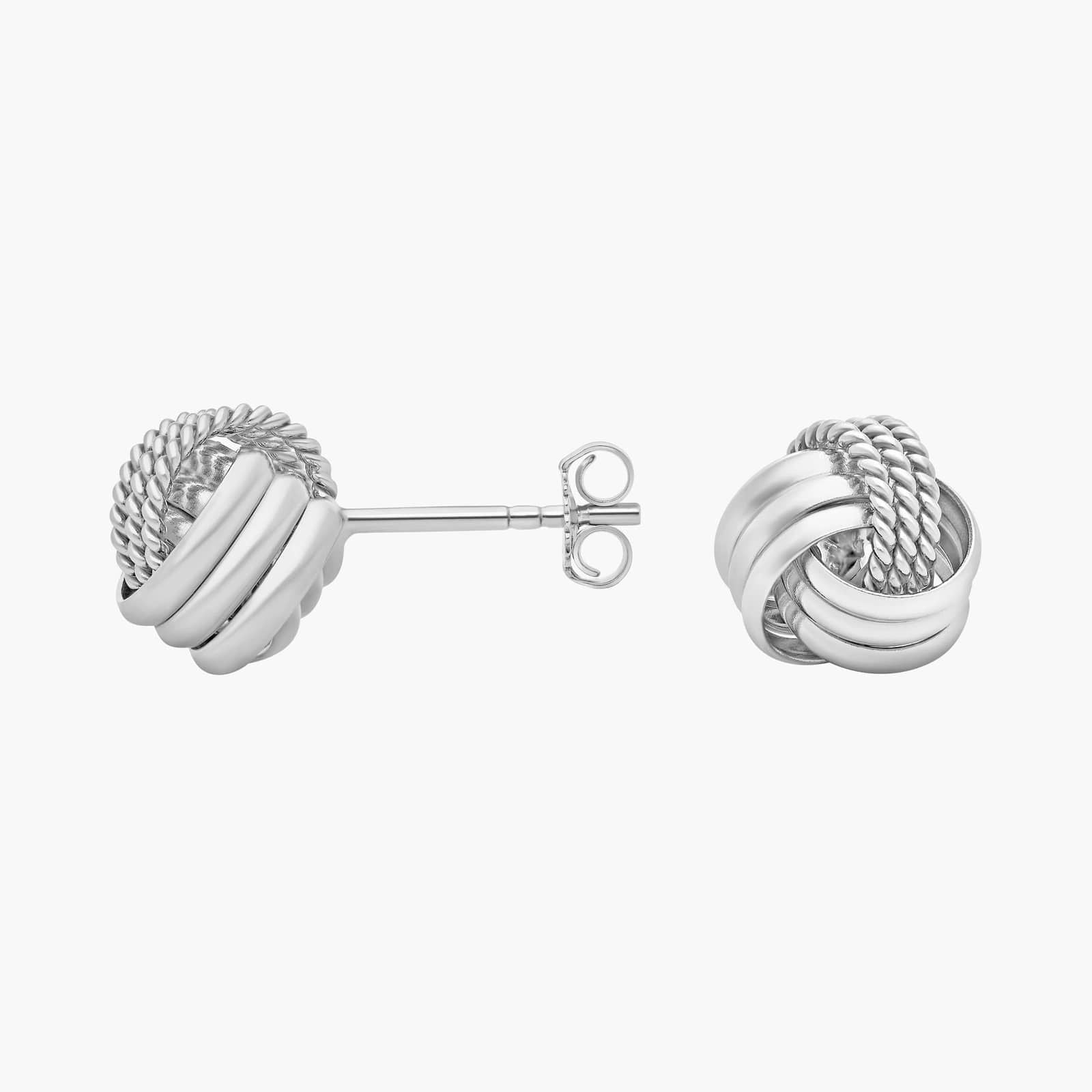 Twisted Rope Love Knot Stud Earrings in Sterling Silver