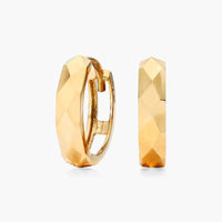 Faceted Hoop Earrings In Yellow Gold