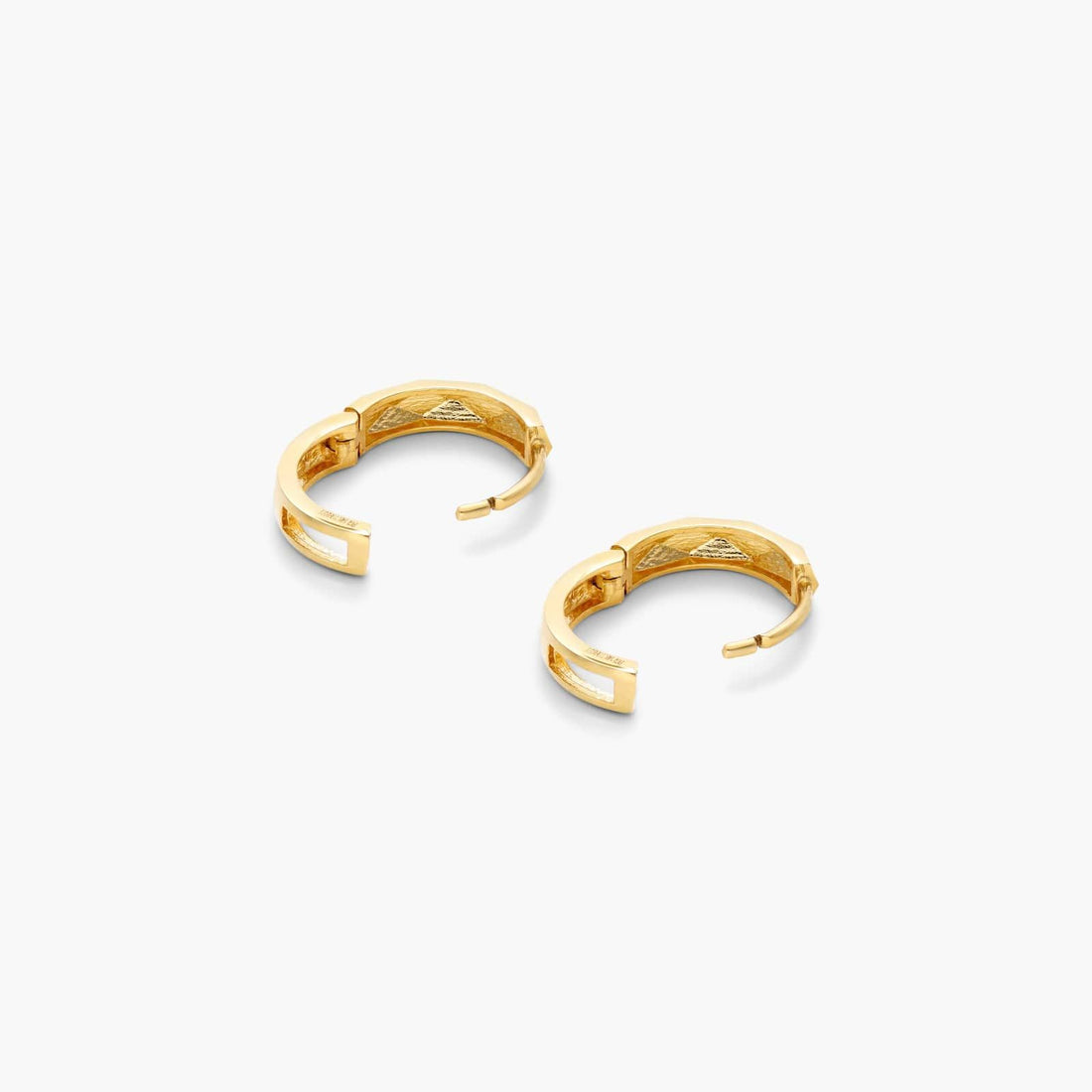 Faceted Hoop Earrings In Yellow Gold