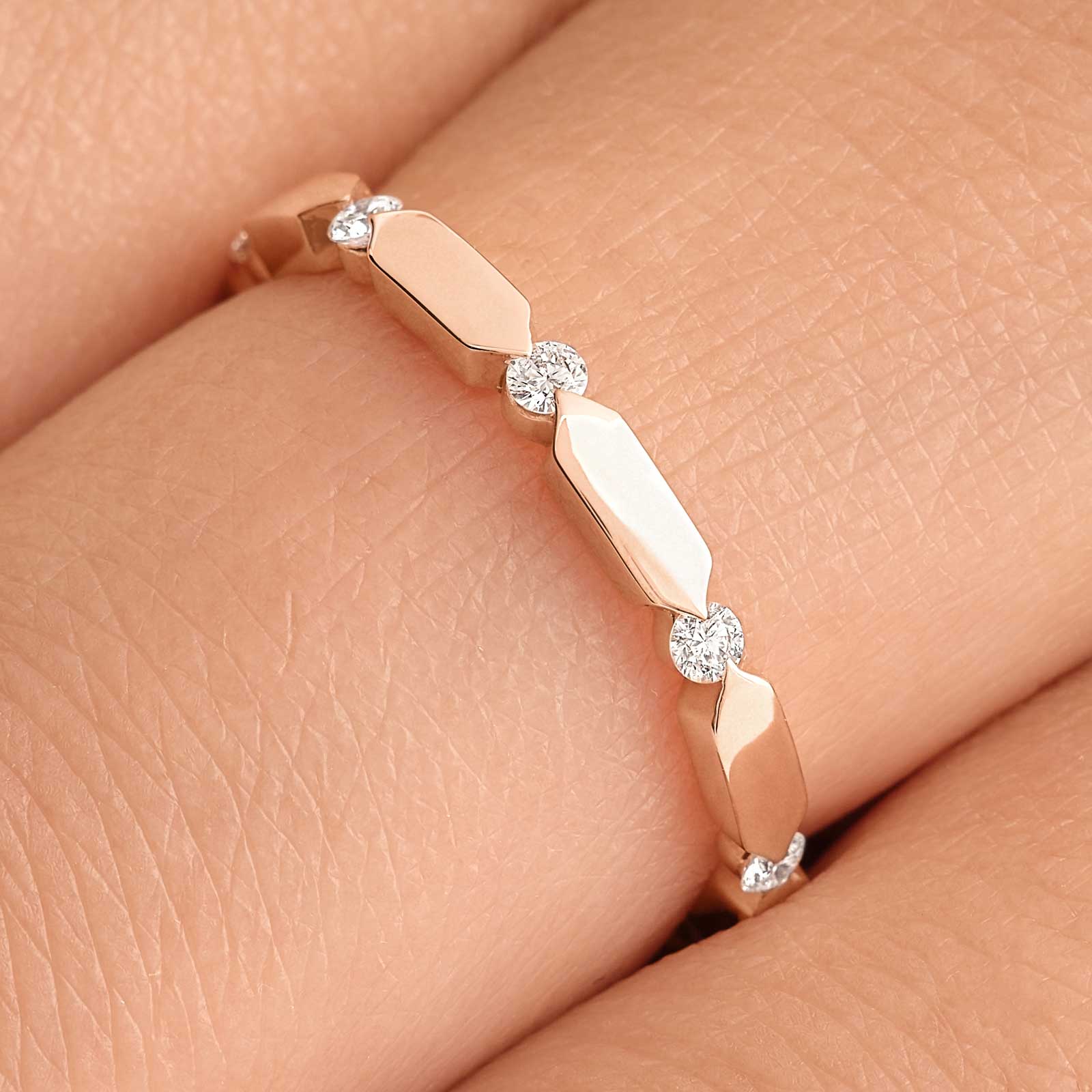 Hexagon Tile Diamond Band Ring