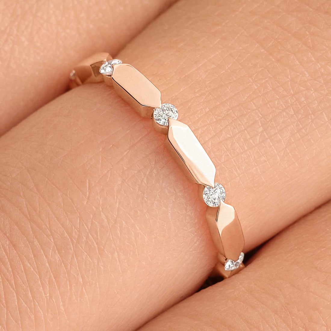 Hexagon Tile Diamond Band Ring