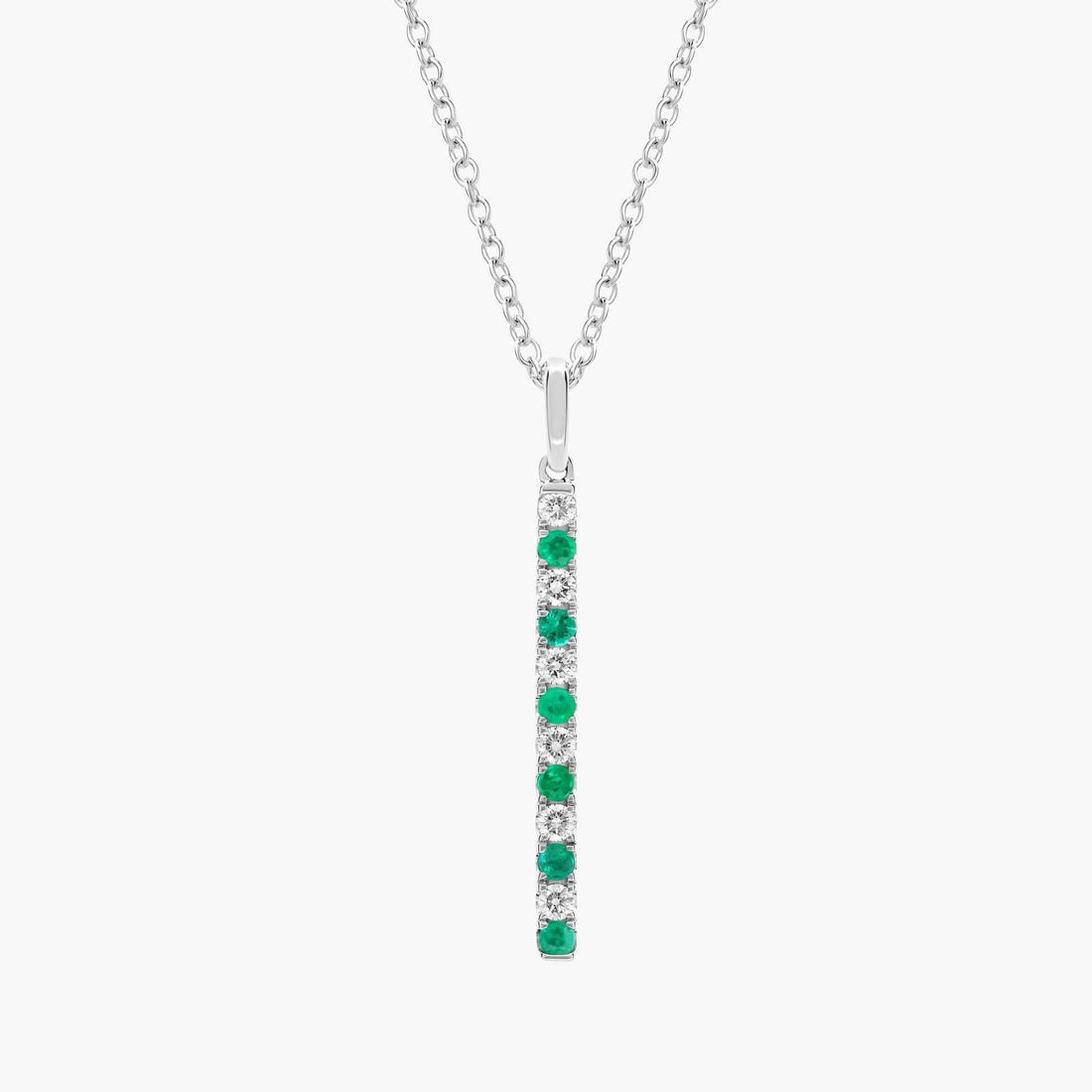 Alternating Sapphire and Diamond Vertical Bar Pendant in White Gold