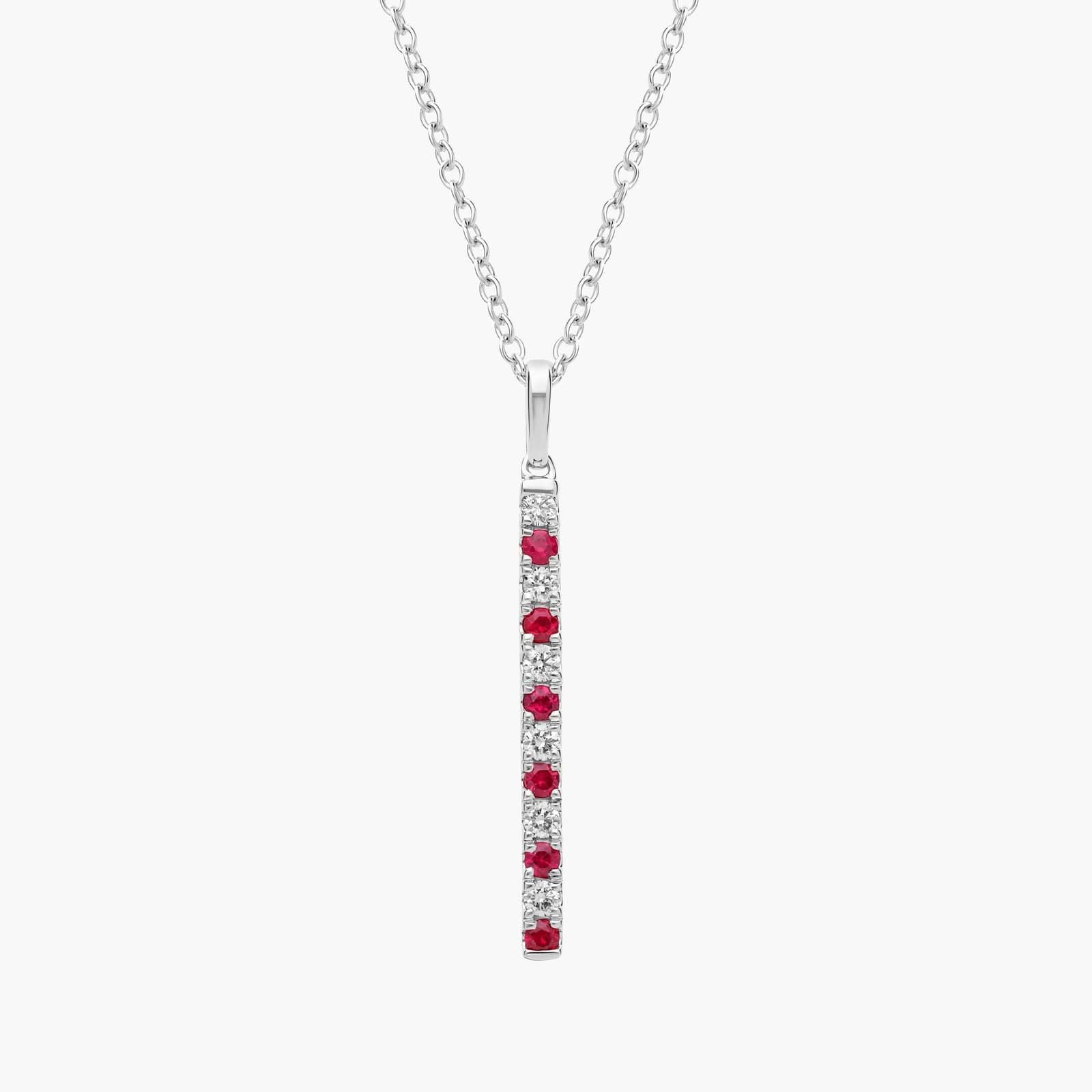 Alternating Sapphire and Diamond Vertical Bar Pendant in White Gold