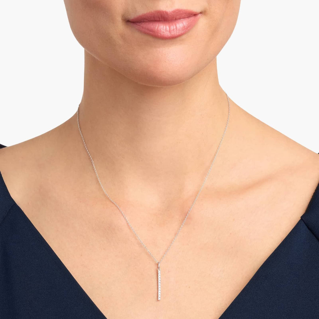 Riviera Diamond Bar Necklace in White Gold