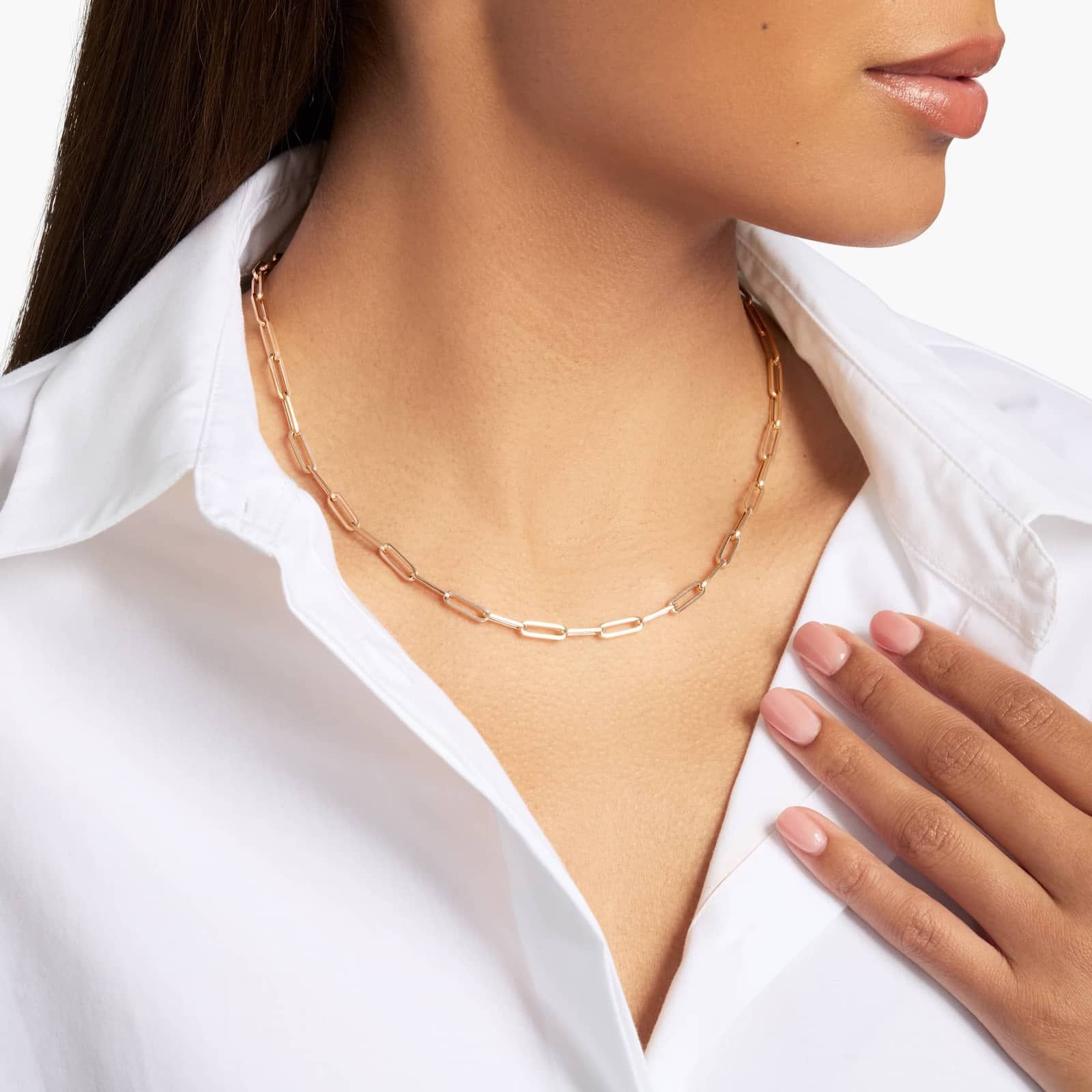 18" Medium Paperclip Necklace in Italian White Gold / Yellow Gold / Rose Gold (4mm)