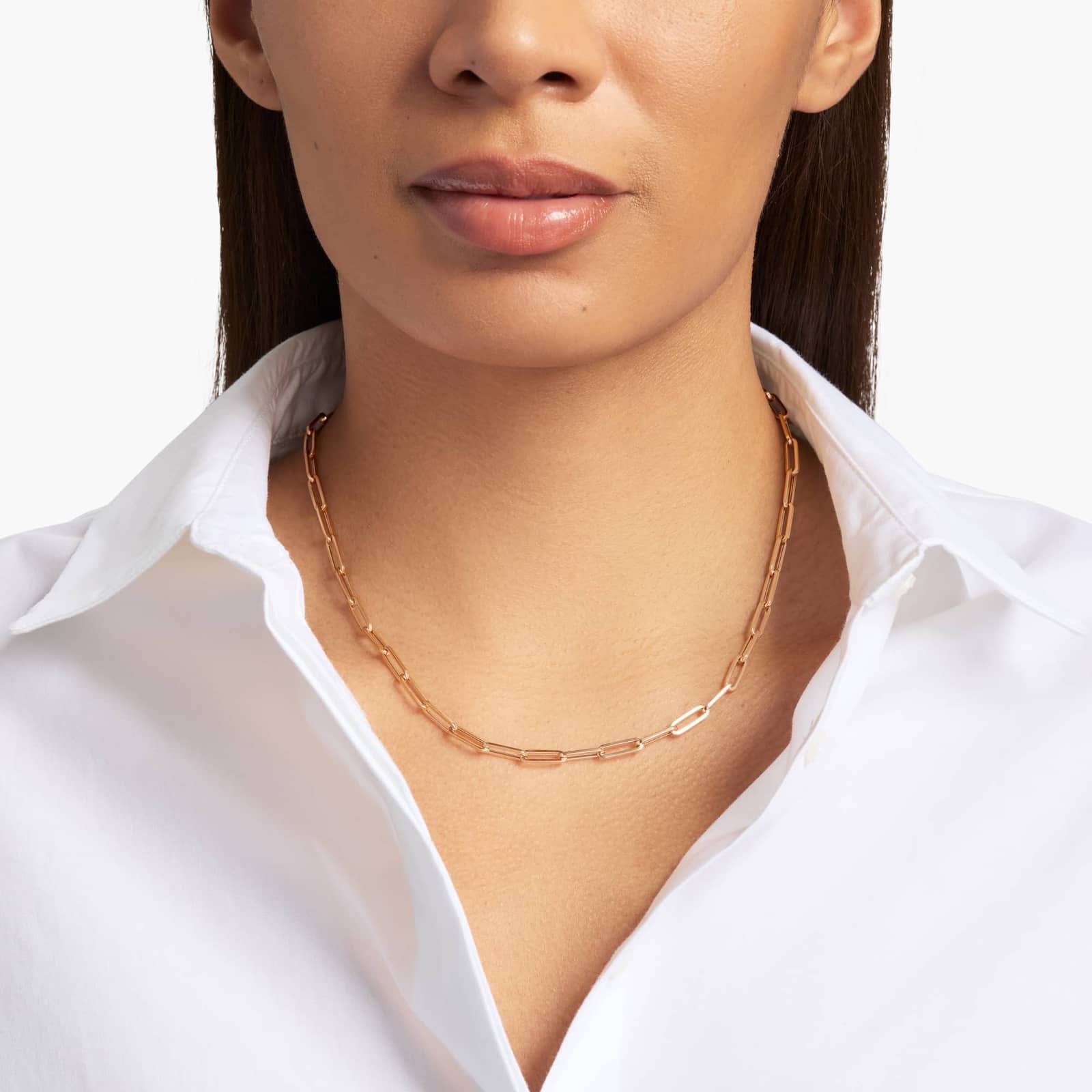 18" Medium Paperclip Necklace in Italian White Gold / Yellow Gold / Rose Gold (4mm)