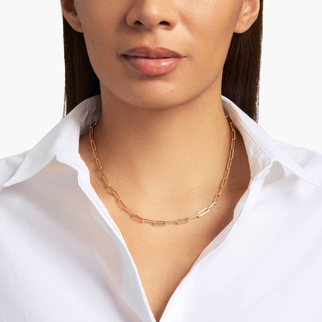 18" Medium Paperclip Necklace in Italian White Gold / Yellow Gold / Rose Gold (4mm)