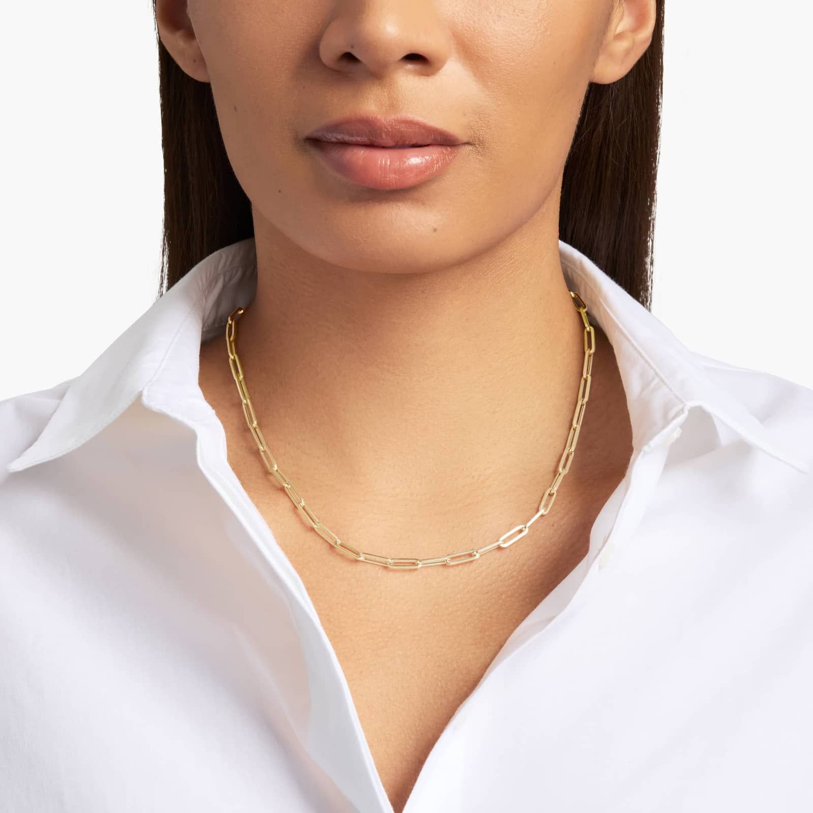 18" Medium Paperclip Necklace in Italian White Gold / Yellow Gold / Rose Gold (4mm)