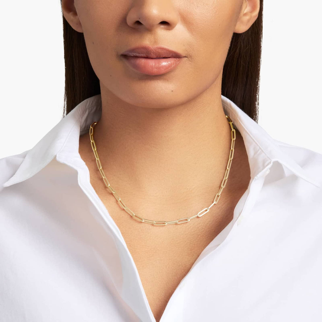 18" Medium Paperclip Necklace in Italian White Gold / Yellow Gold / Rose Gold (4mm)