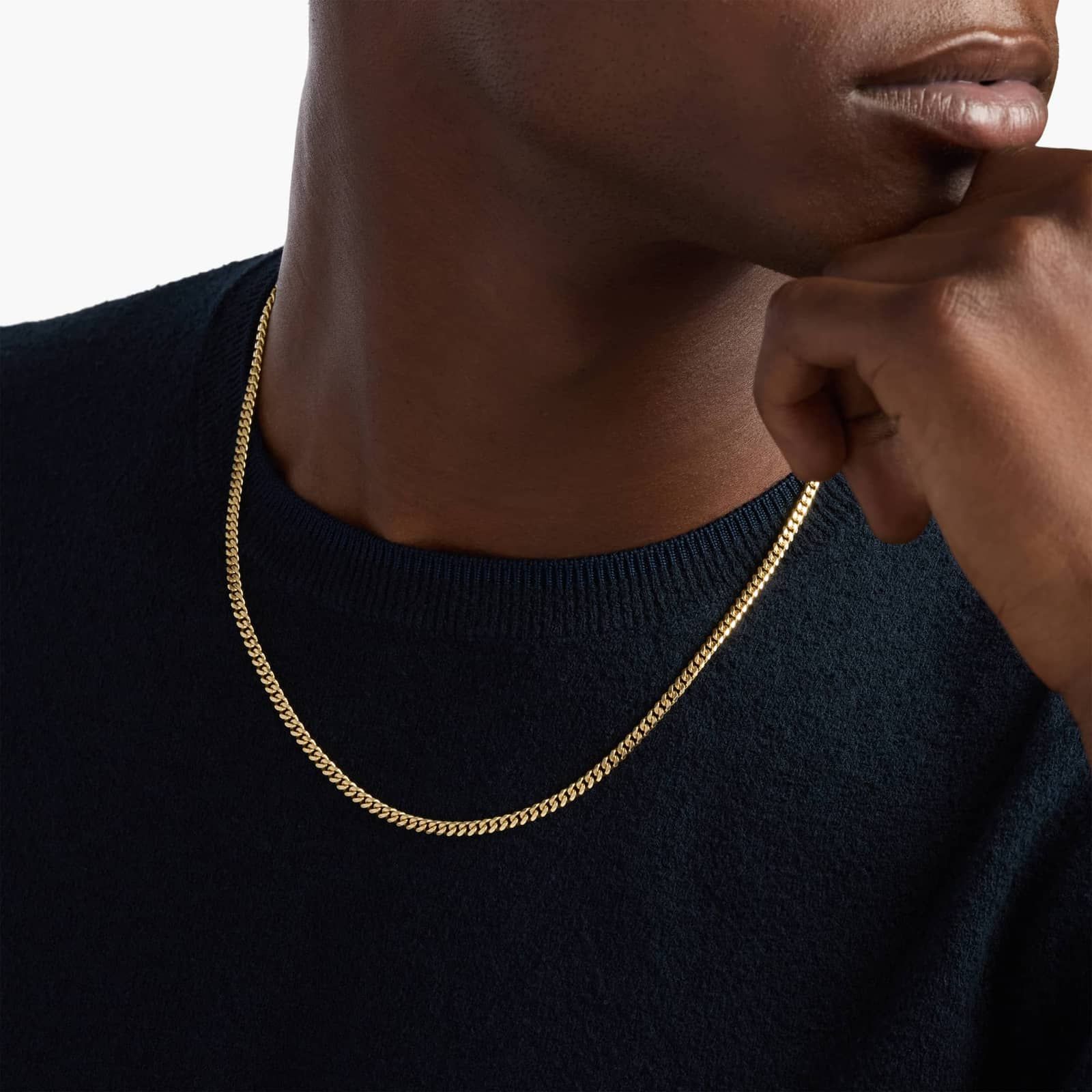 20" Men's Solid Cuban Link Chain in Italian Yellow Gold (3.4 mm)