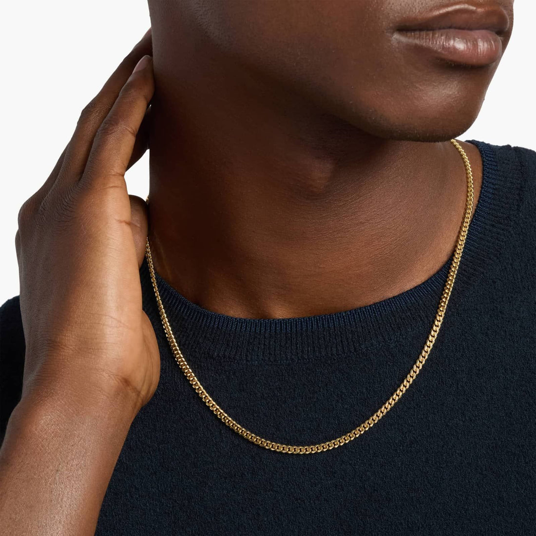 20" Men's Solid Cuban Link Chain in Italian Yellow Gold (3.4 mm)