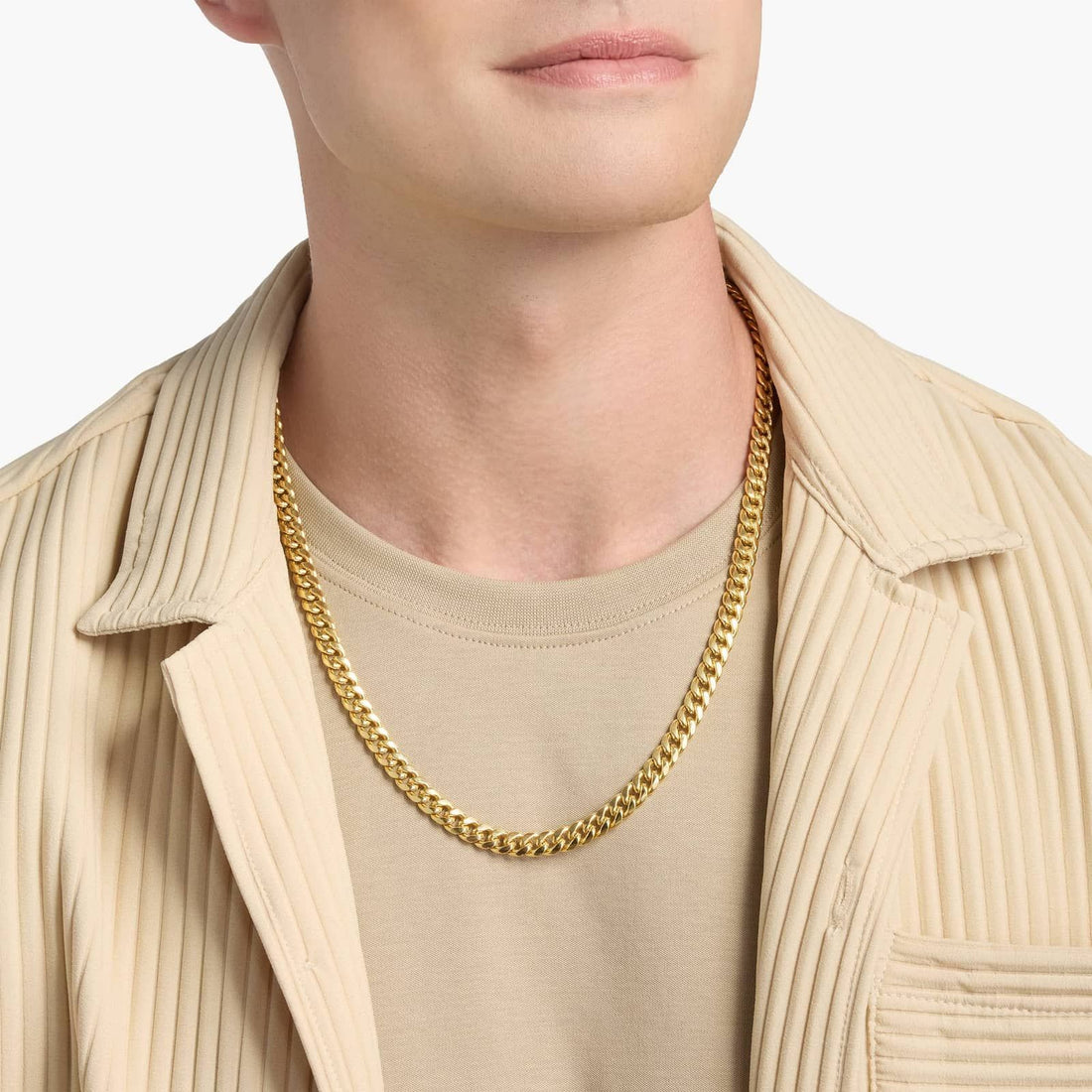 24" Men's Semi-Solid Miami Cuban Chain in Yellow Gold (7.3 mm)