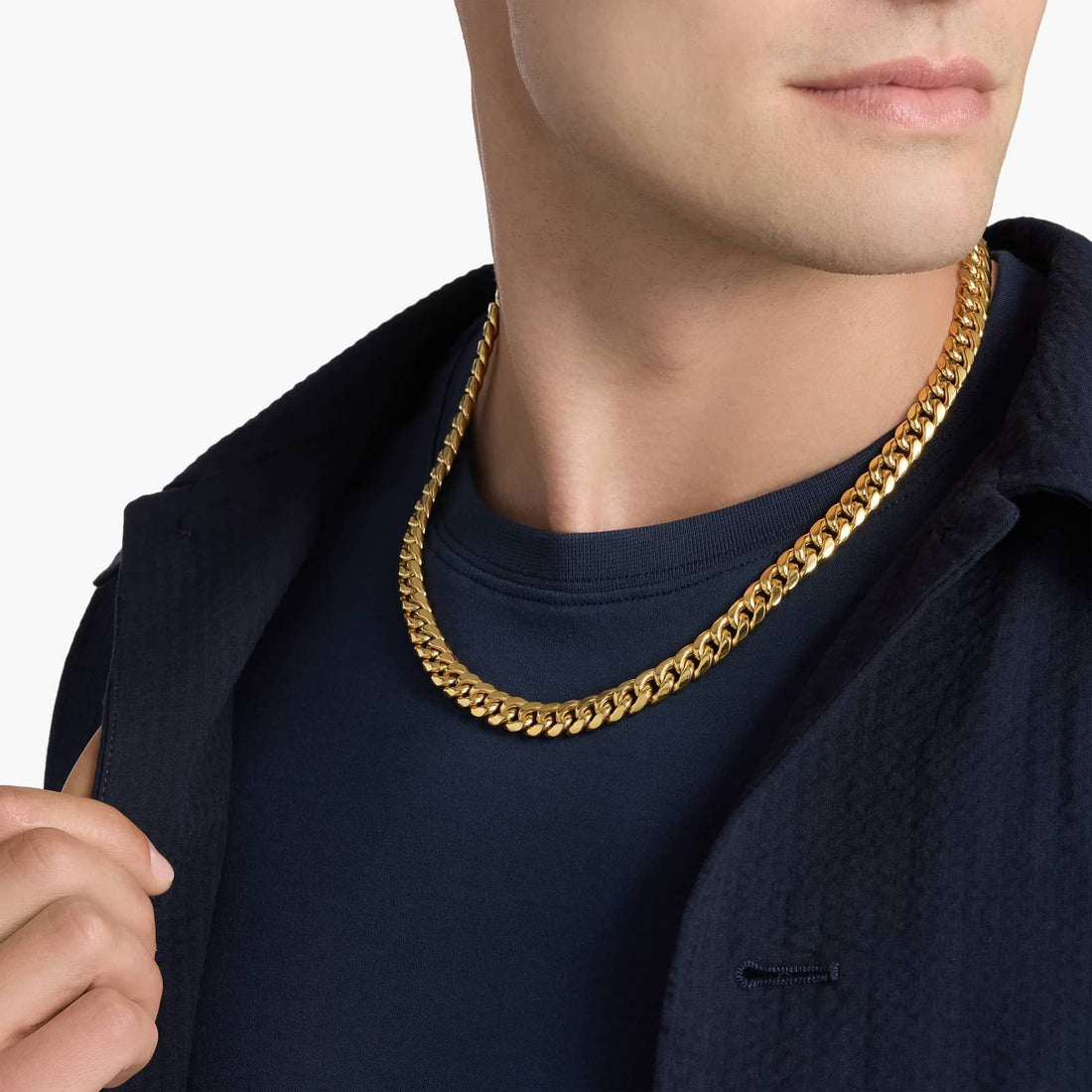 22" Men's Semi-Solid Miami Cuban Chain in Yellow Gold (9.3 mm)