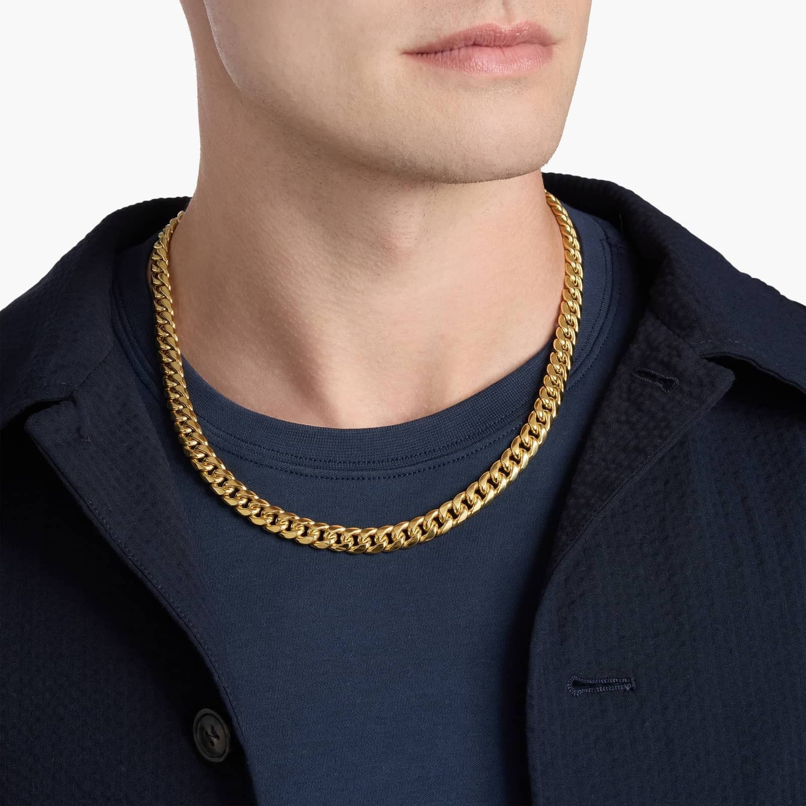 22" Men's Semi-Solid Miami Cuban Chain in Yellow Gold (9.3 mm)