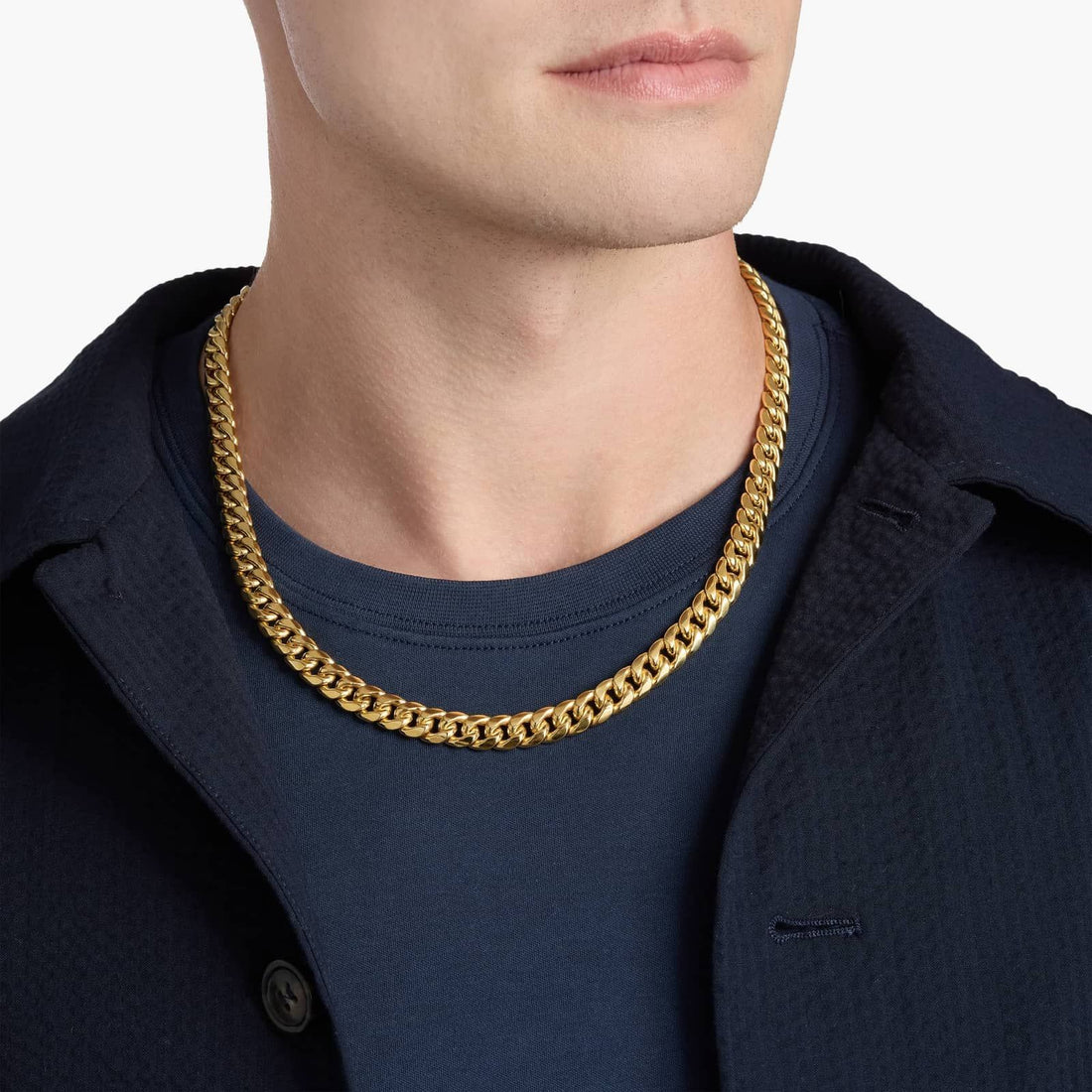 22" Men's Semi-Solid Miami Cuban Chain in Yellow Gold (9.3 mm)