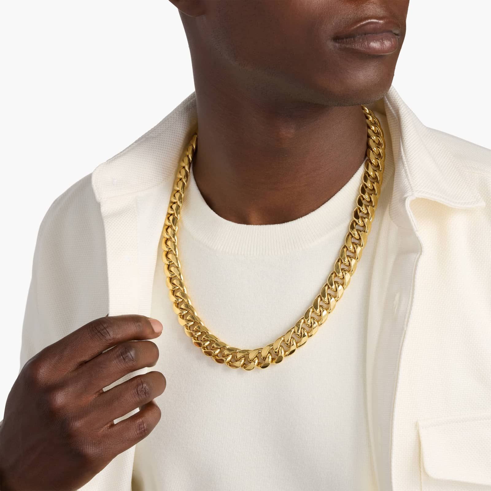 24" Men's Semi-Solid Miami Cuban Chain in Yellow Gold (15 mm)