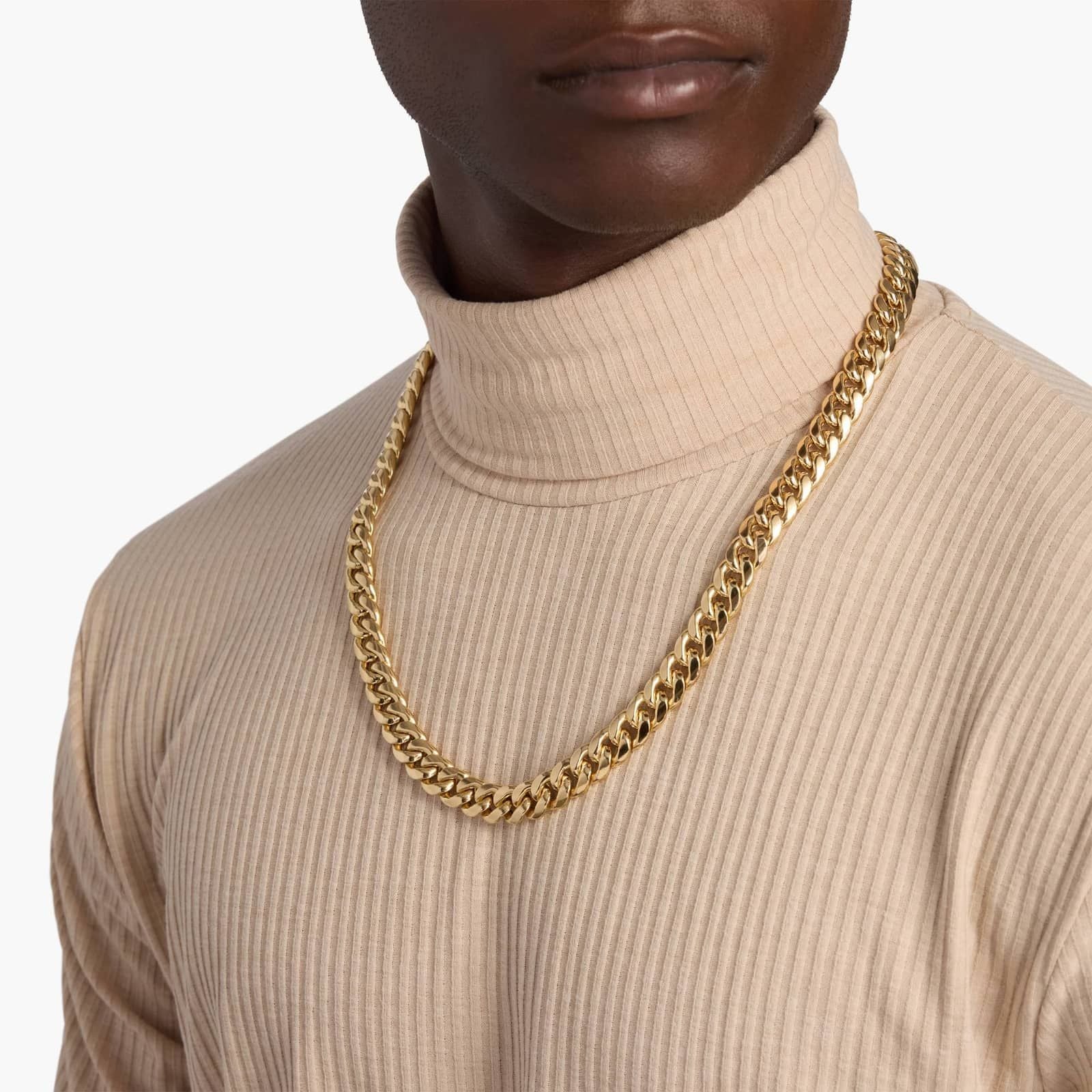 Men's Semi-Solid Miami Cuban Chain in Yellow Gold (11 mm)