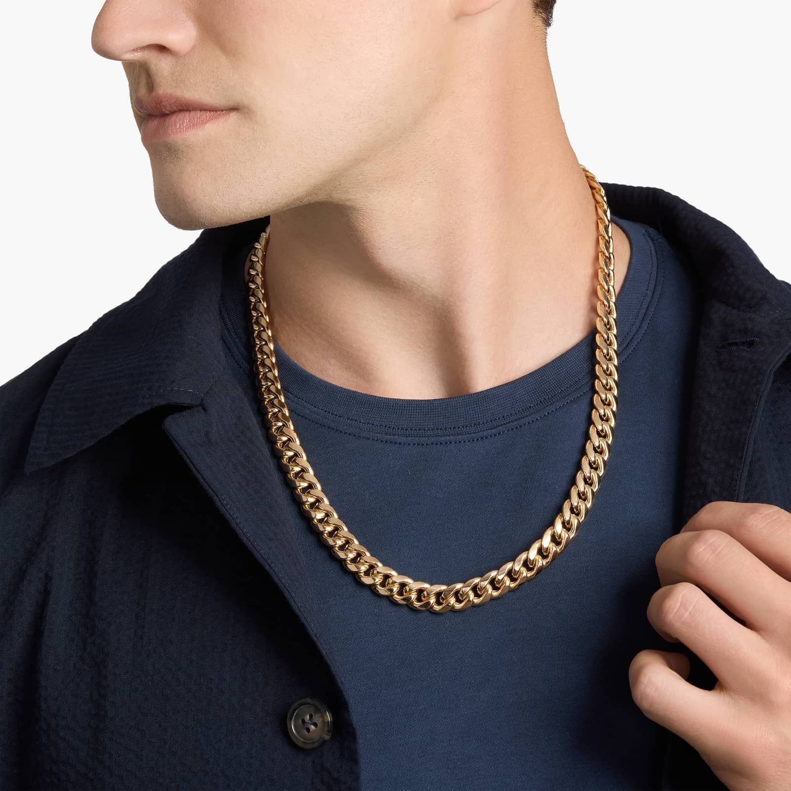 Men's Semi-Solid Miami Cuban Chain in Yellow Gold (11 mm)