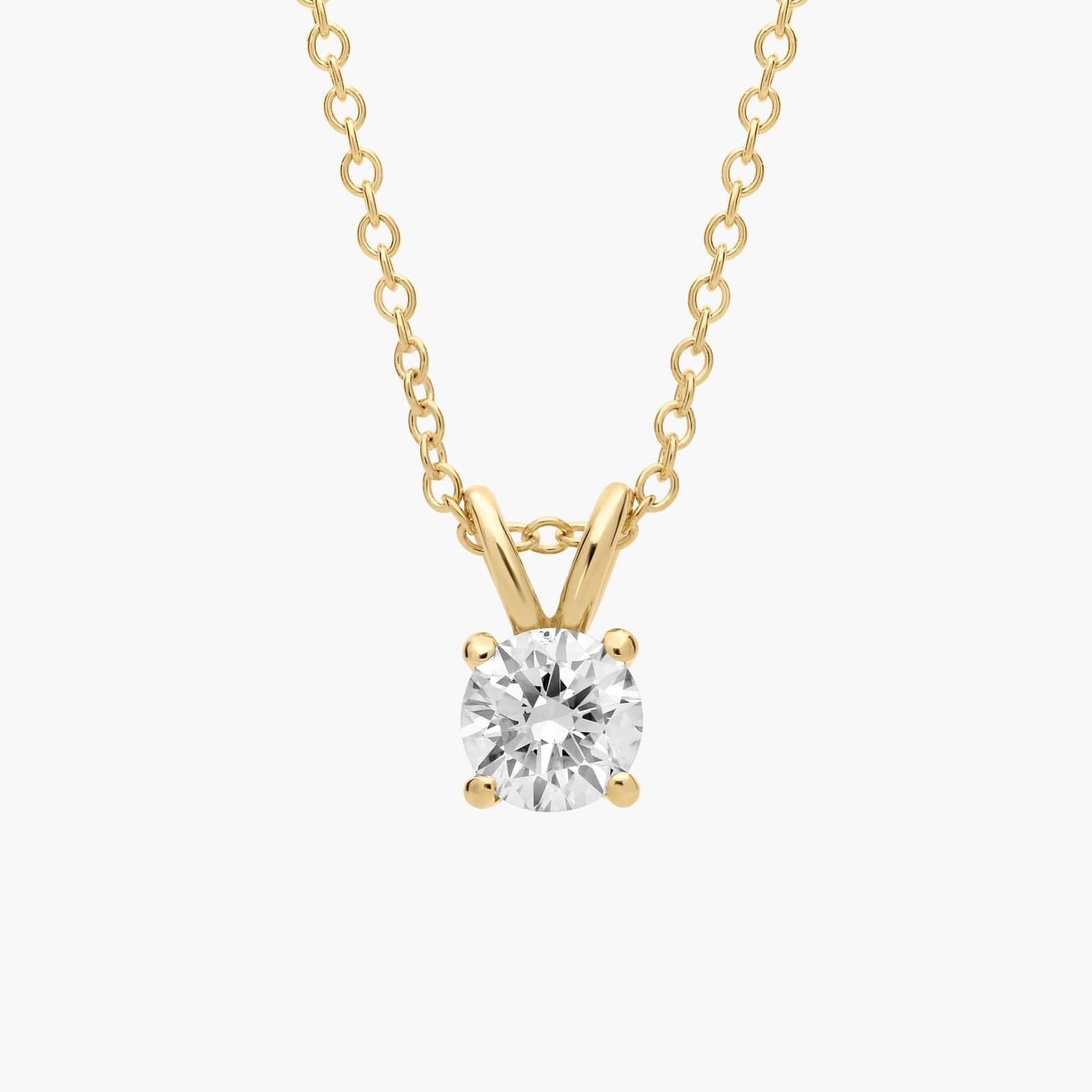 Double-Bail Diamond Solitaire Pendant In White & Yellow Gold (1/2 Ct. tw. - H-I / SI1-SI2)