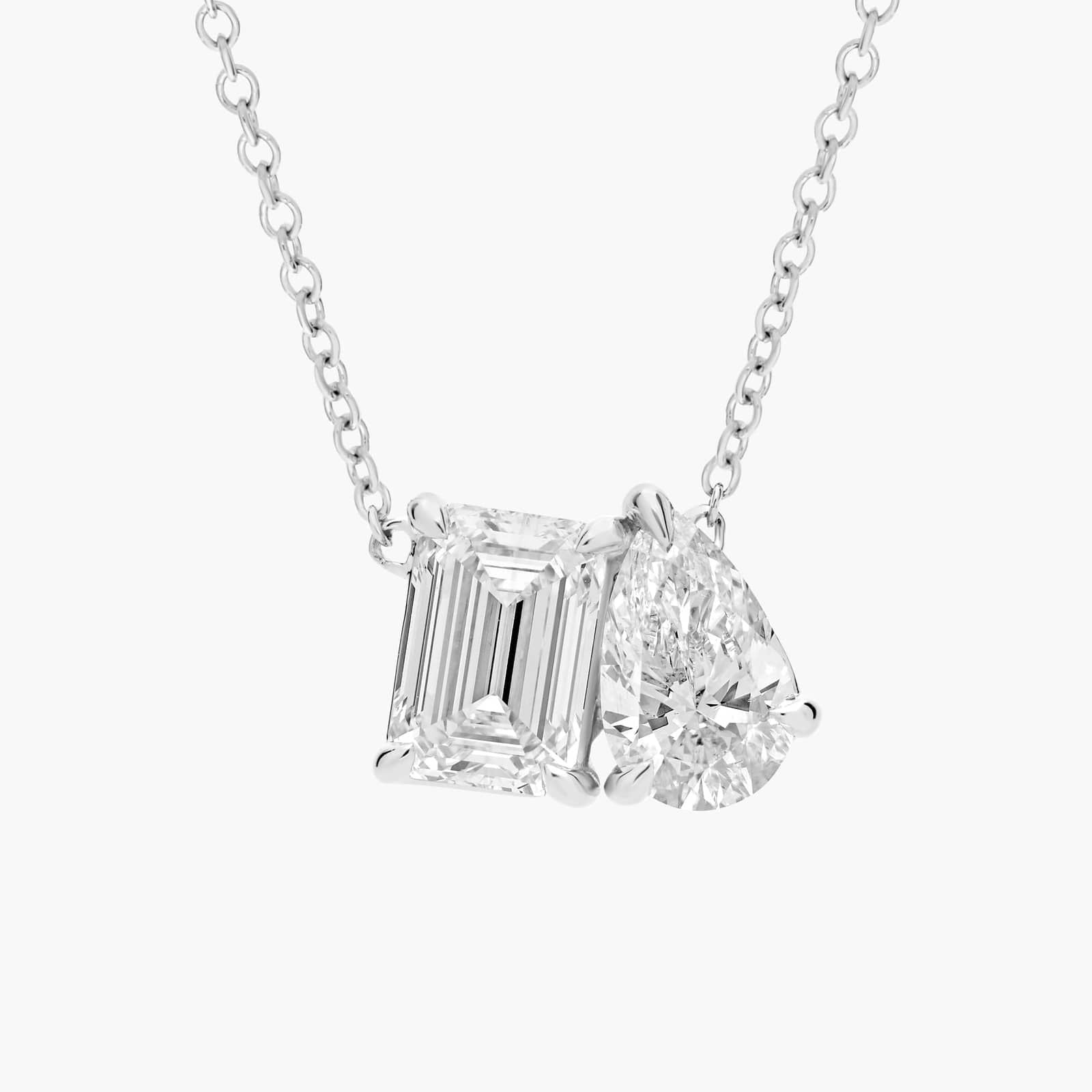 Lab Grown Diamond Two Stone Pendant in White Gold