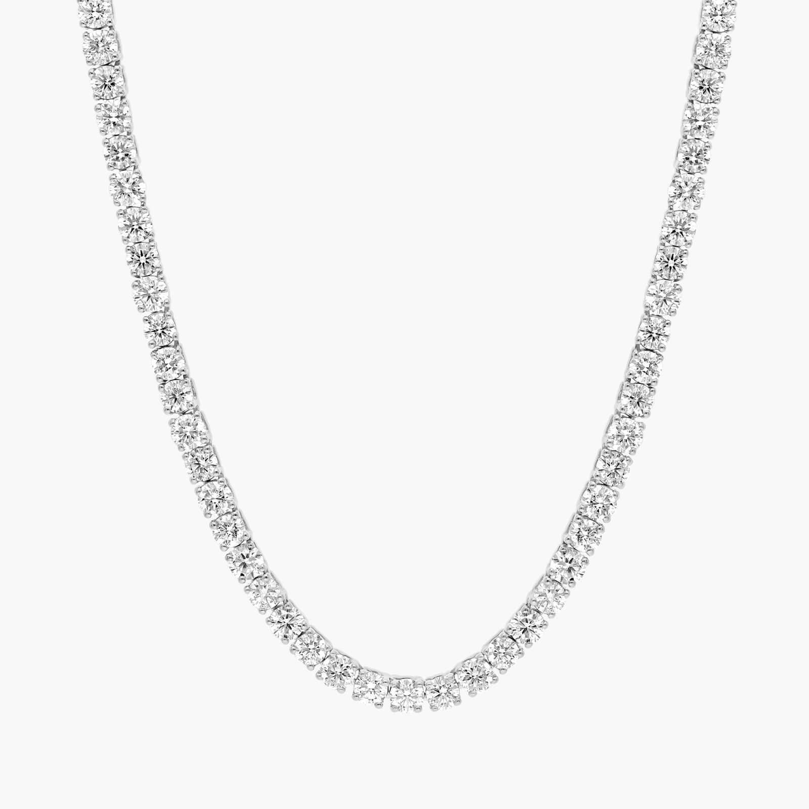 " Straight Lab-Grown Diamond Tennis Necklace In Yellow & White Gold