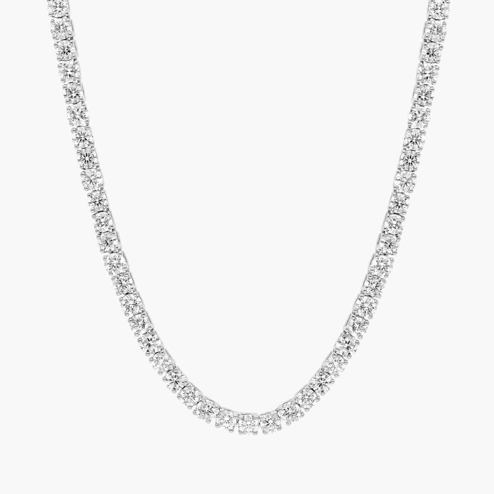 " Straight Lab-Grown Diamond Tennis Necklace In Yellow & White Gold