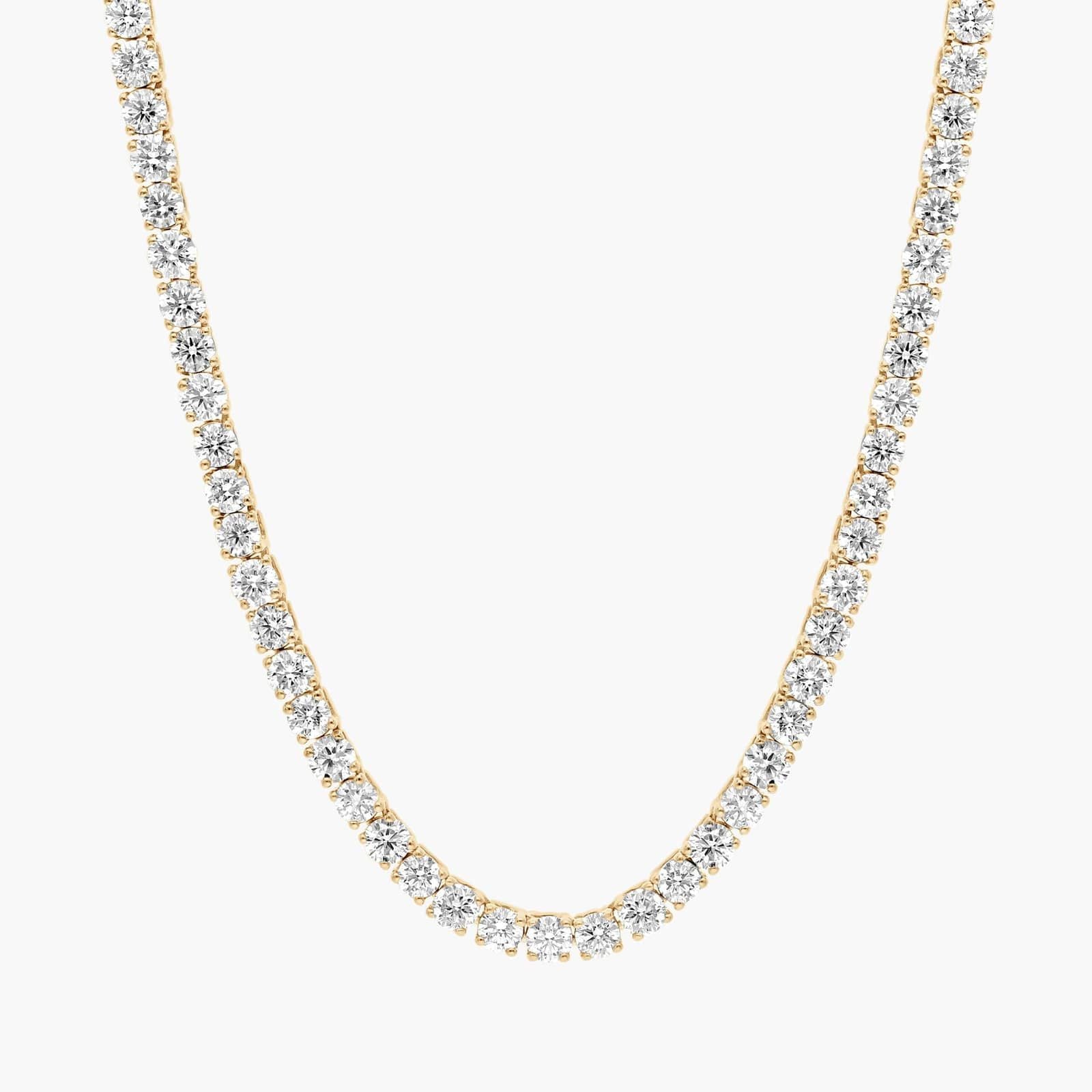 " Straight Lab-Grown Diamond Tennis Necklace In Yellow & White Gold