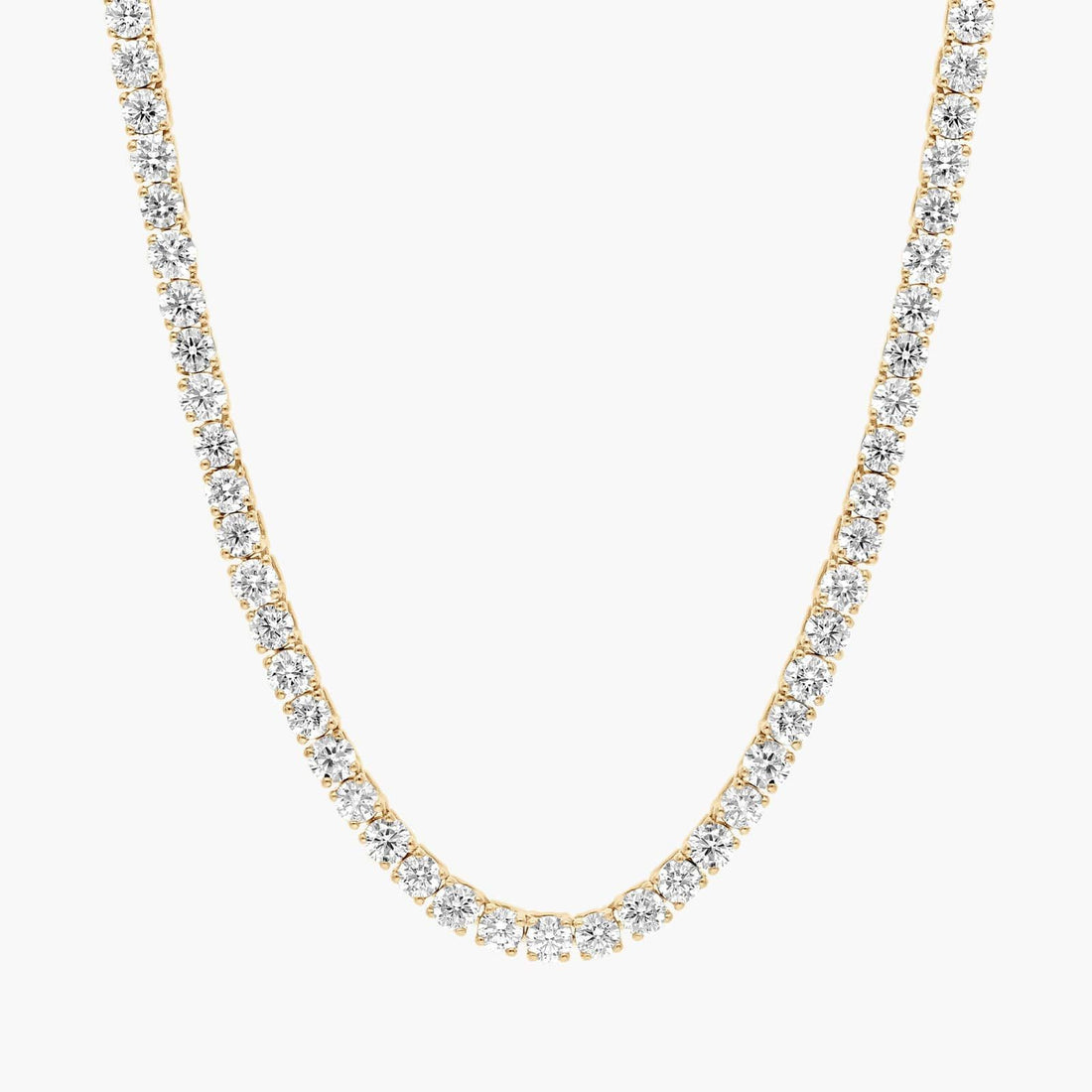 " Straight Lab-Grown Diamond Tennis Necklace In Yellow & White Gold