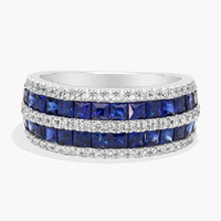 Alternating Sapphire and Diamond Ring in White Gold