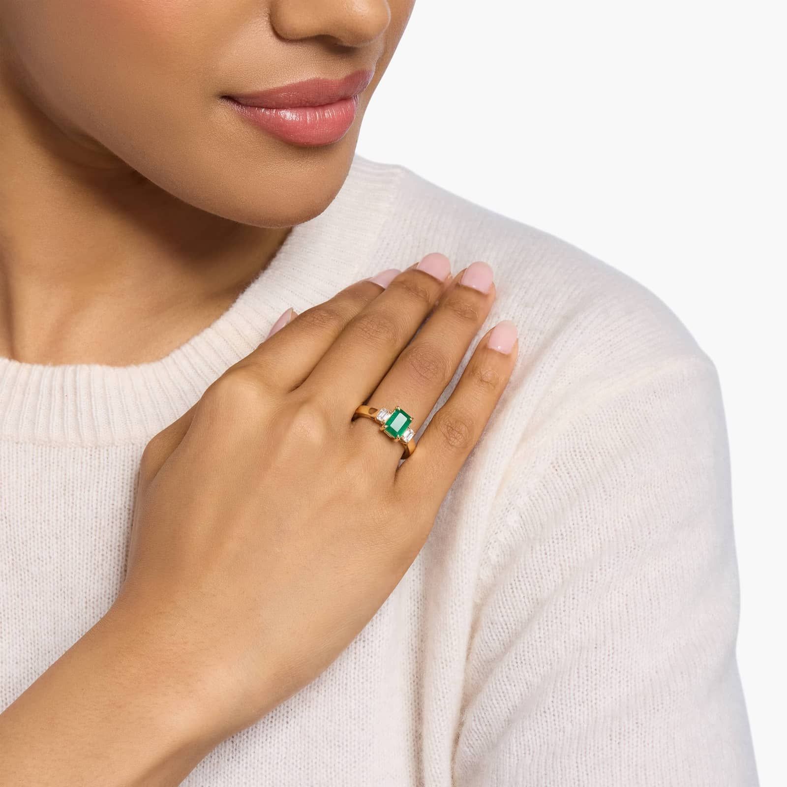 Emerald Cut Emerald and Diamond Ring in Yellow Gold